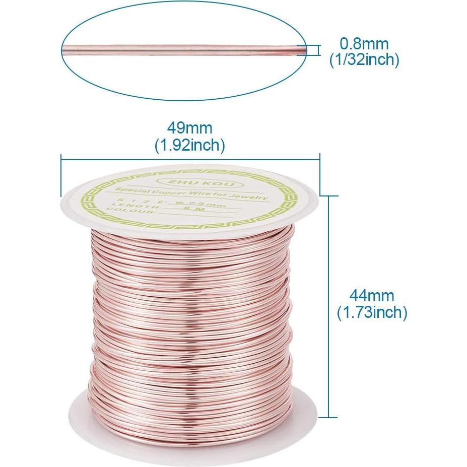 Alambre de Cobre 8m PH PandaHall 0.8mm Oro Rosa para Joyería