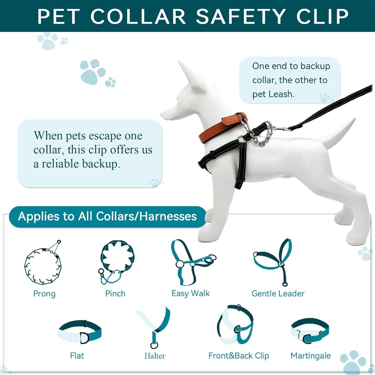 Clip de Seguridad para Collar de Perro Ozzynods 11.7cm Acero Inoxidable