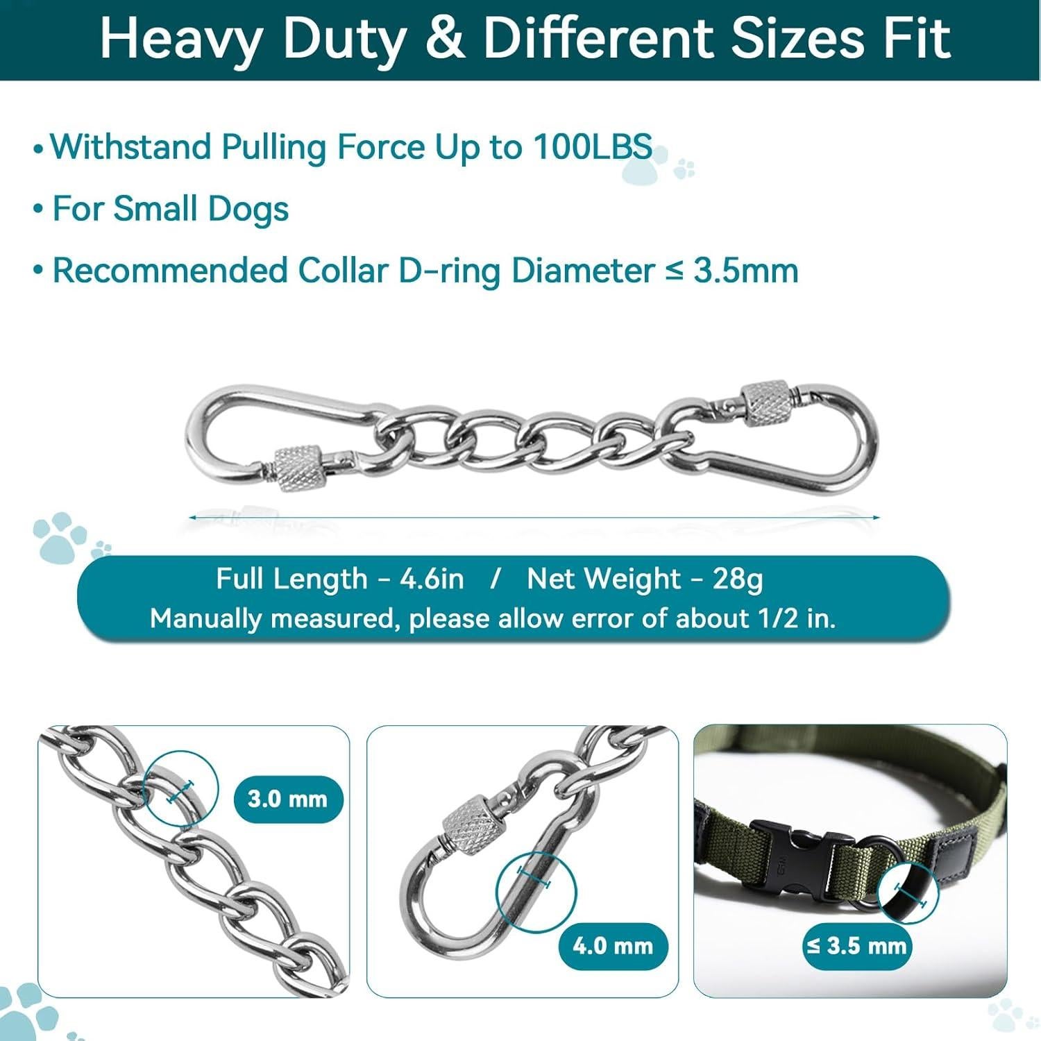 Clip de Seguridad para Collar de Perro Ozzynods 11.7cm Acero Inoxidable