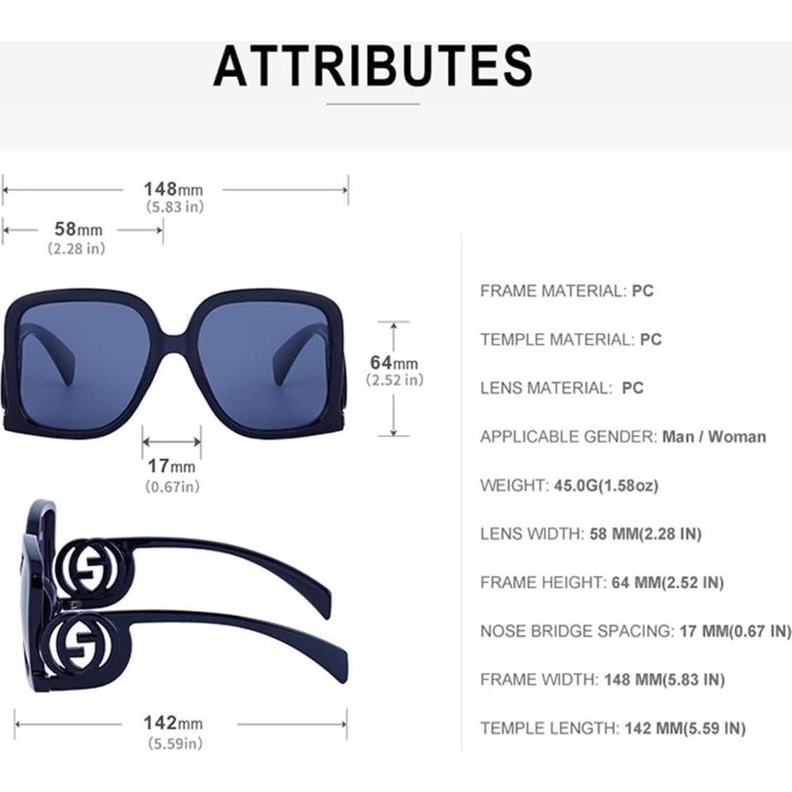 Gafas de sol grandes BCUYCF para mujeres con protección UV