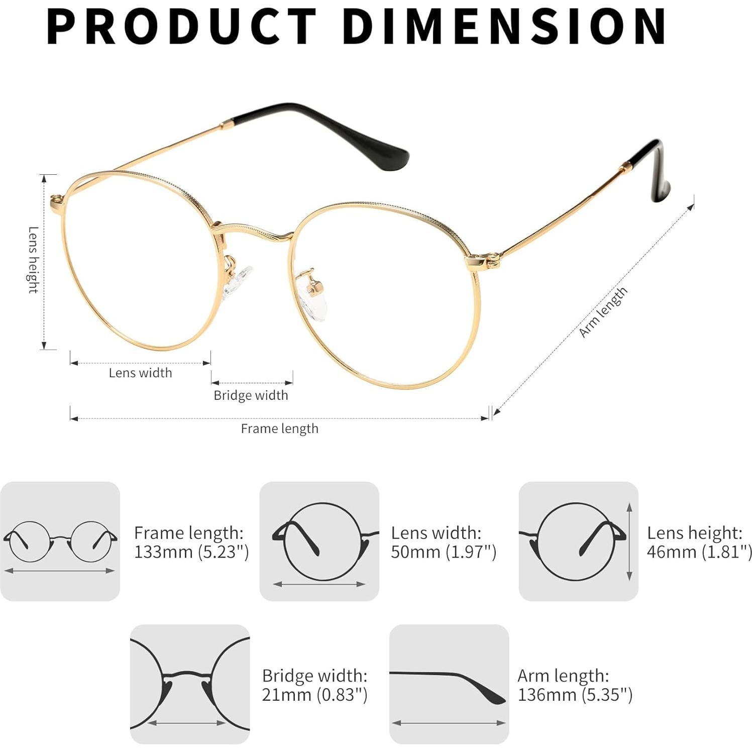 Gafas Pro Acme Clásicas Redondas Metal Dorado Lentes Claros