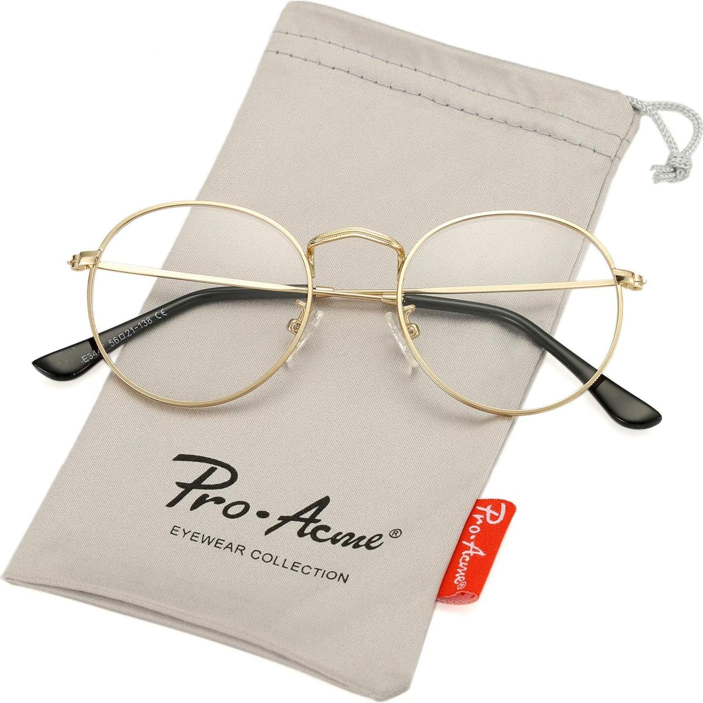 Gafas Pro Acme Clásicas Redondas Metal Dorado Lentes Claros