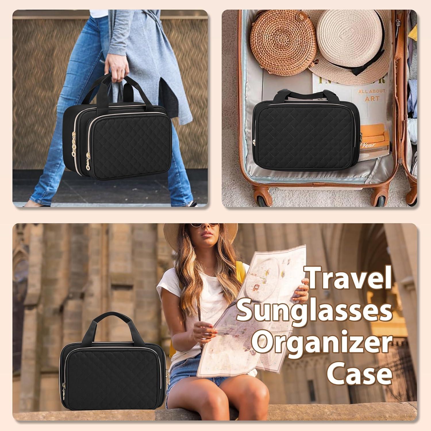 Organizador de Gafas de Sol Teamoy Negro, Bolsa de Viaje Ajustable