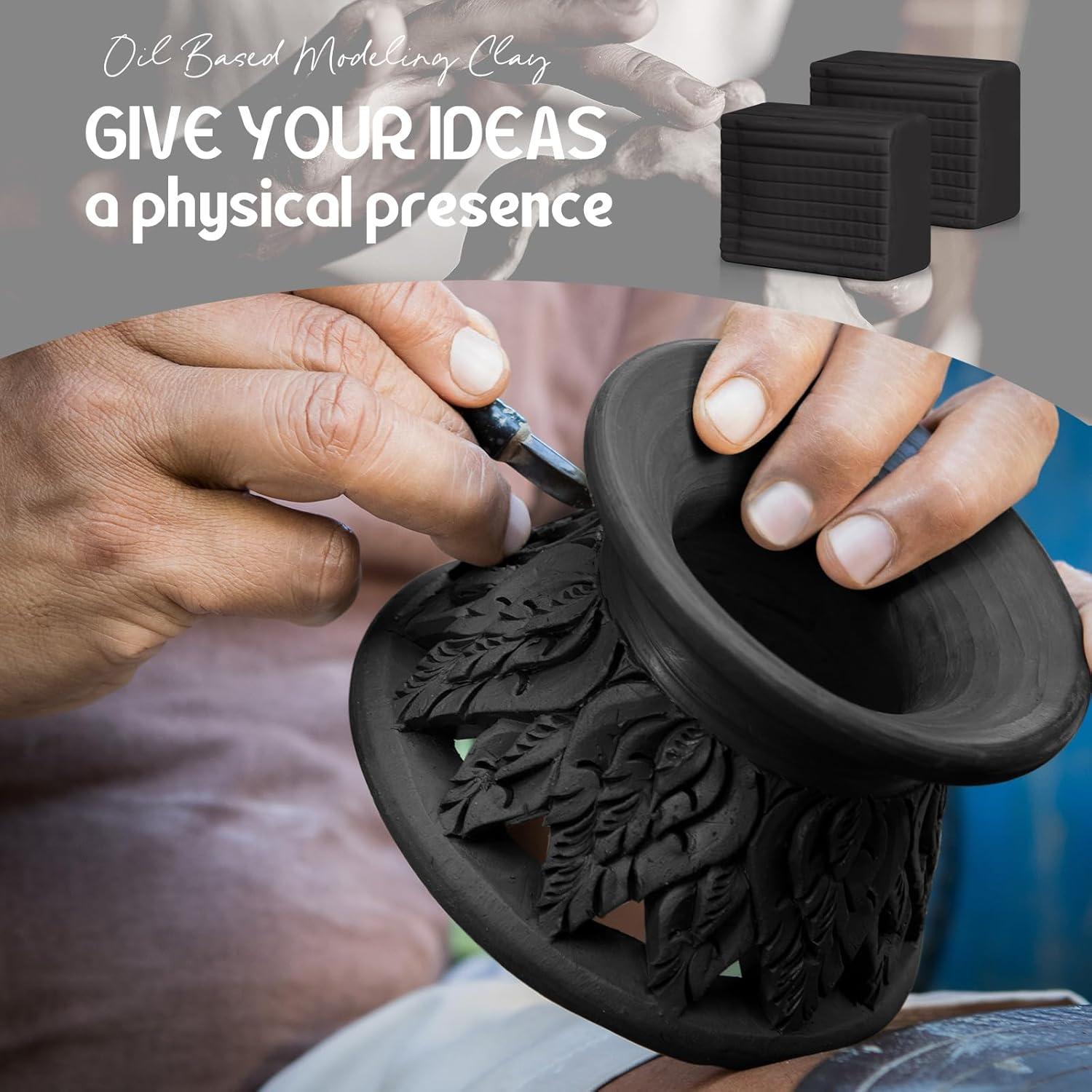 Kit de Arcilla de Modelado Feifeiya 2x900g Negro + Herramientas