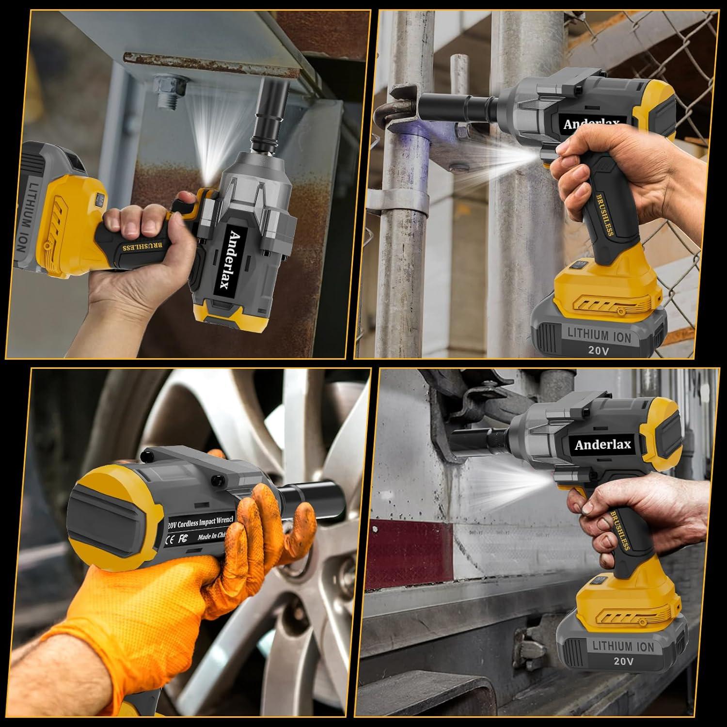 Llave de impacto inalámbrica 1/2" Anderlax 1200N.m 2400RPM