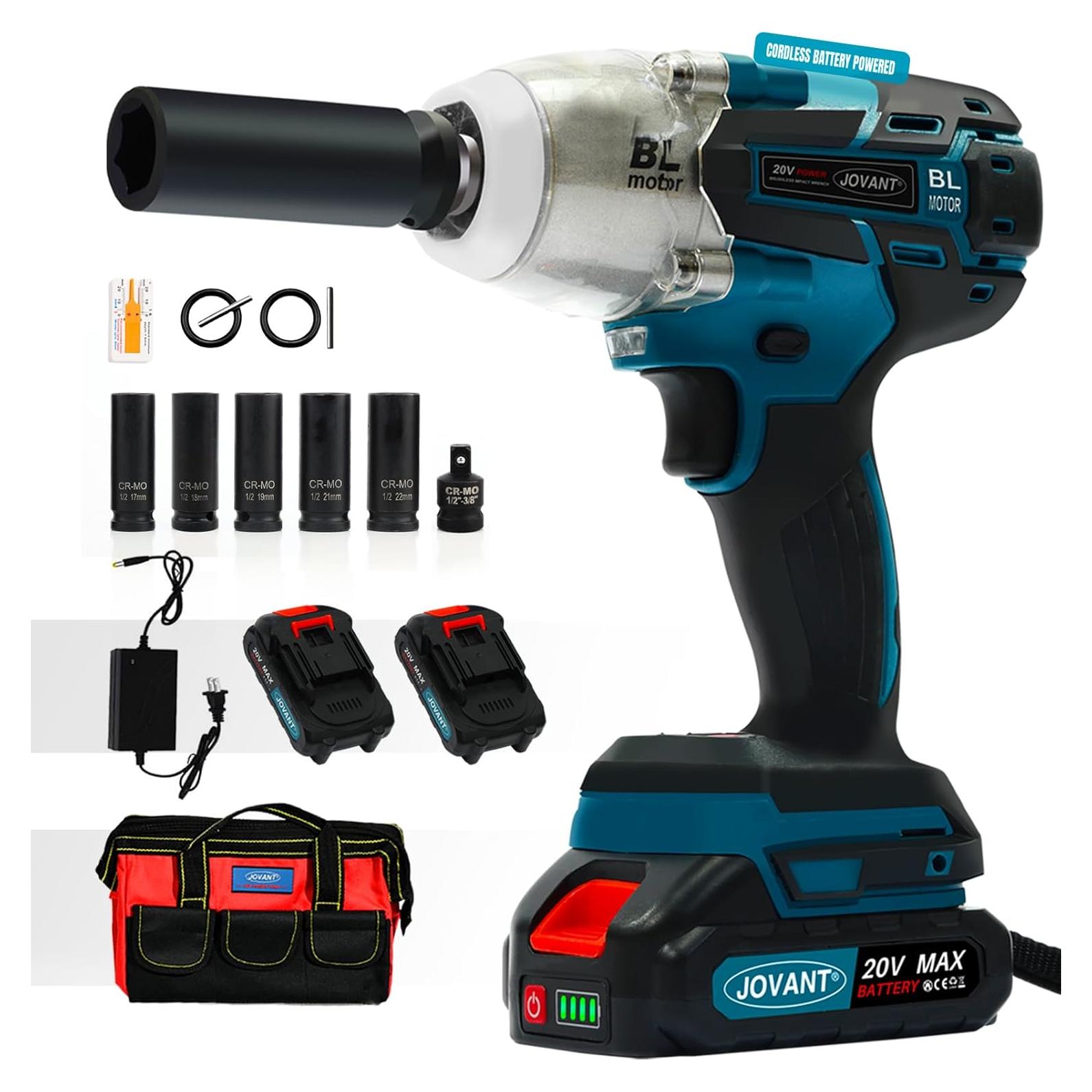 Llave de Impacto Inalámbrica JOVANT 20V 737 Pies Libras 5 Modos