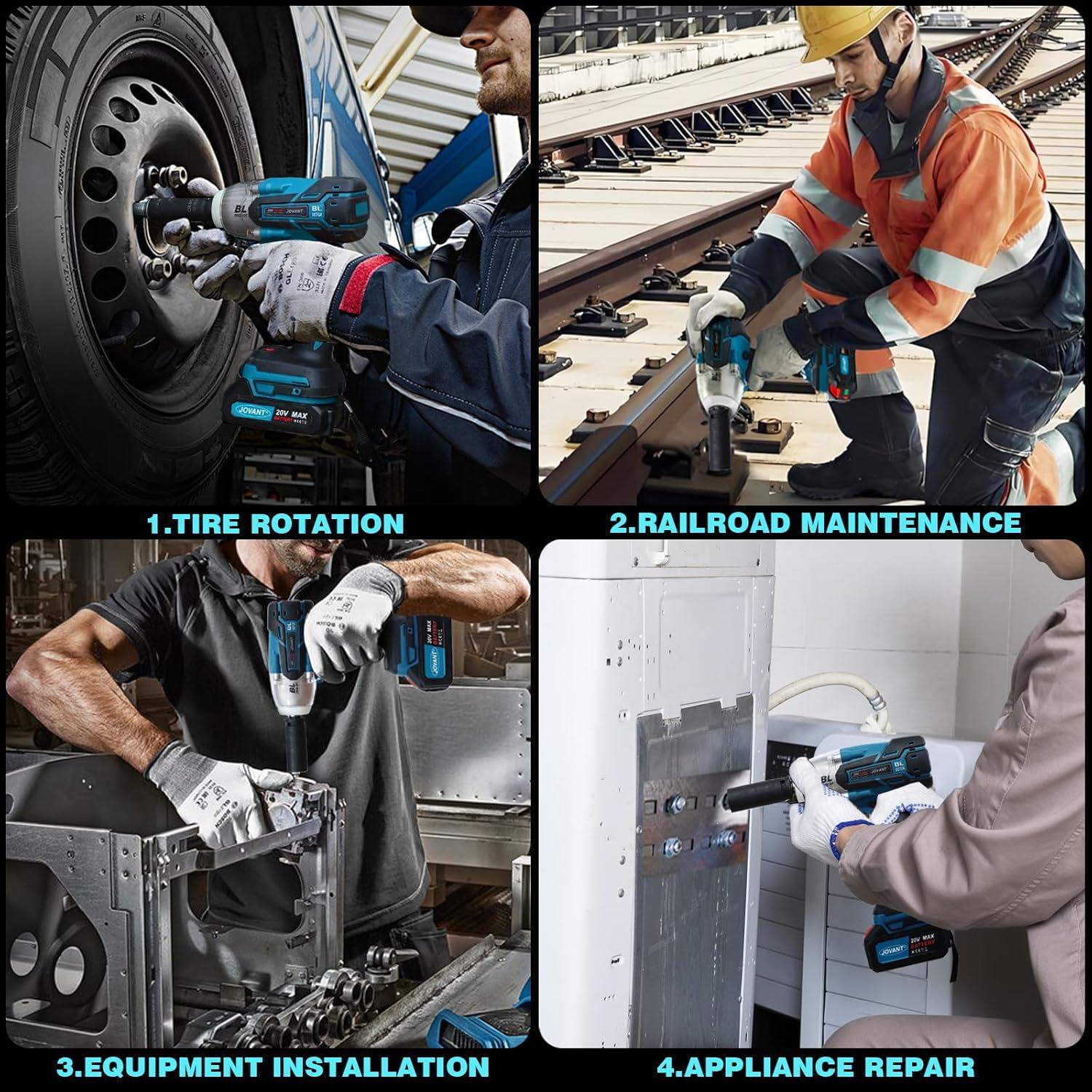 Llave de Impacto Inalámbrica JOVANT 20V 737 Pies Libras 5 Modos