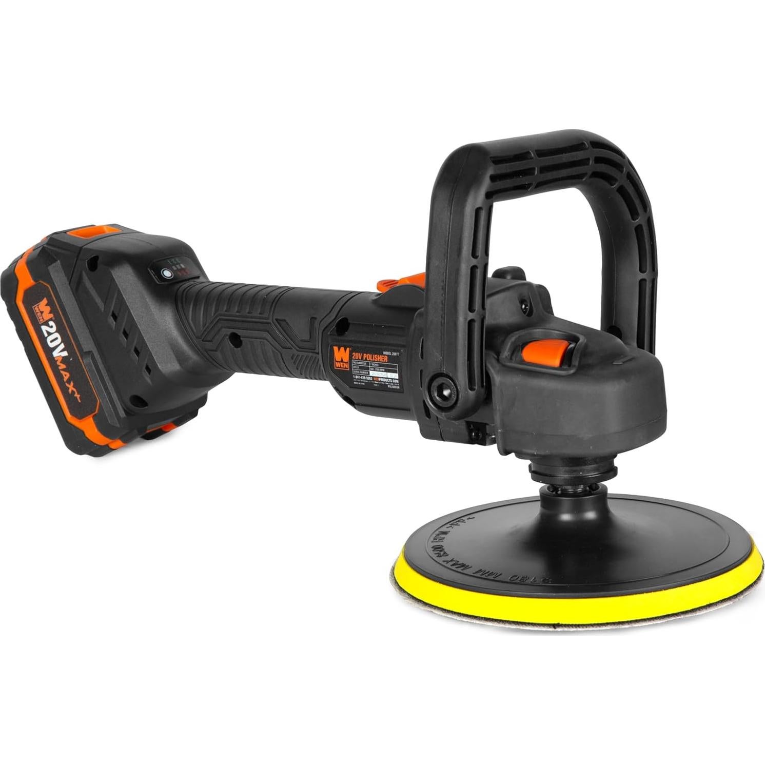 Pulidora Inalámbrica WEN 20V Max 7" con Batería 4Ah y Velocidad Variable