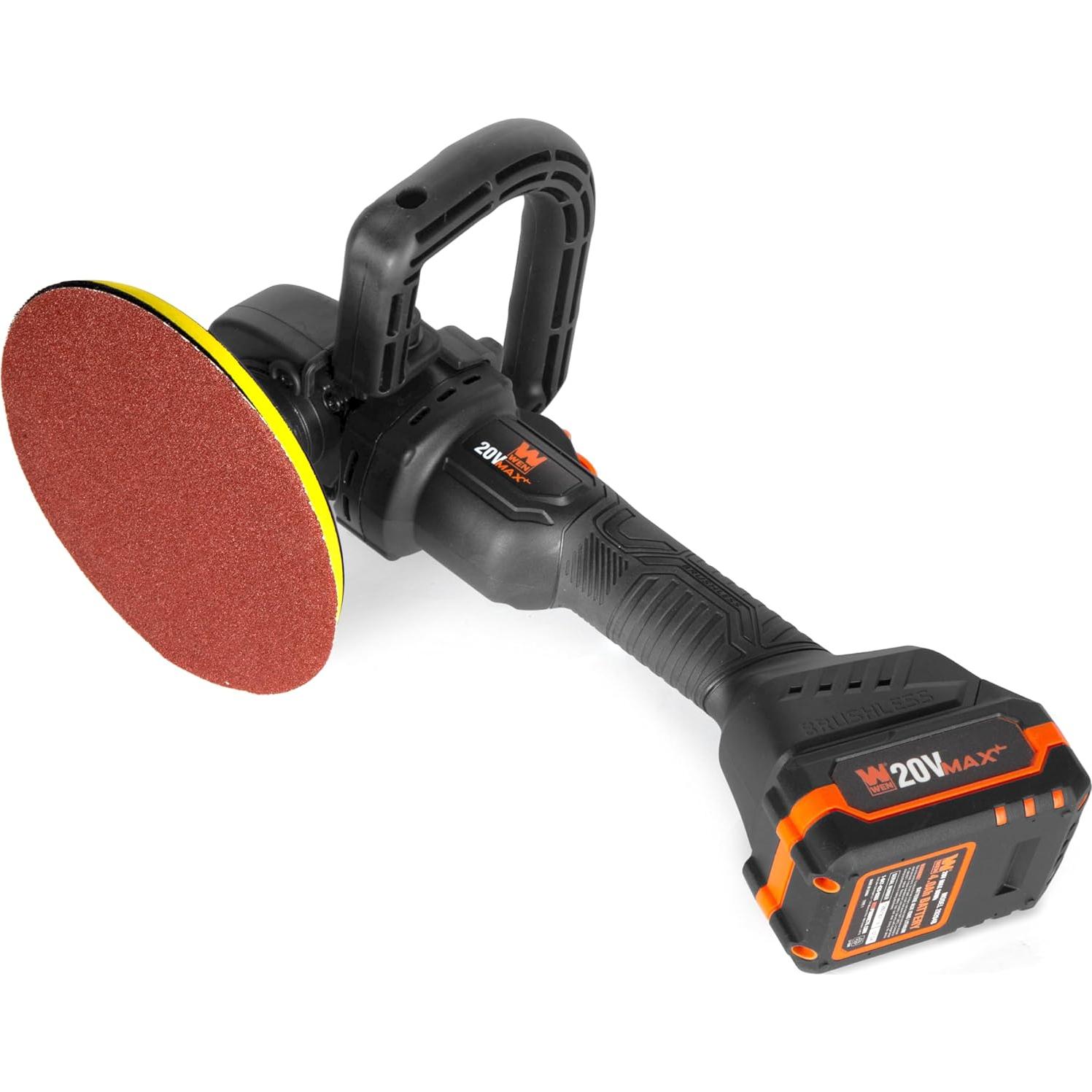 Pulidora Inalámbrica WEN 20V Max 7" con Batería 4Ah y Velocidad Variable