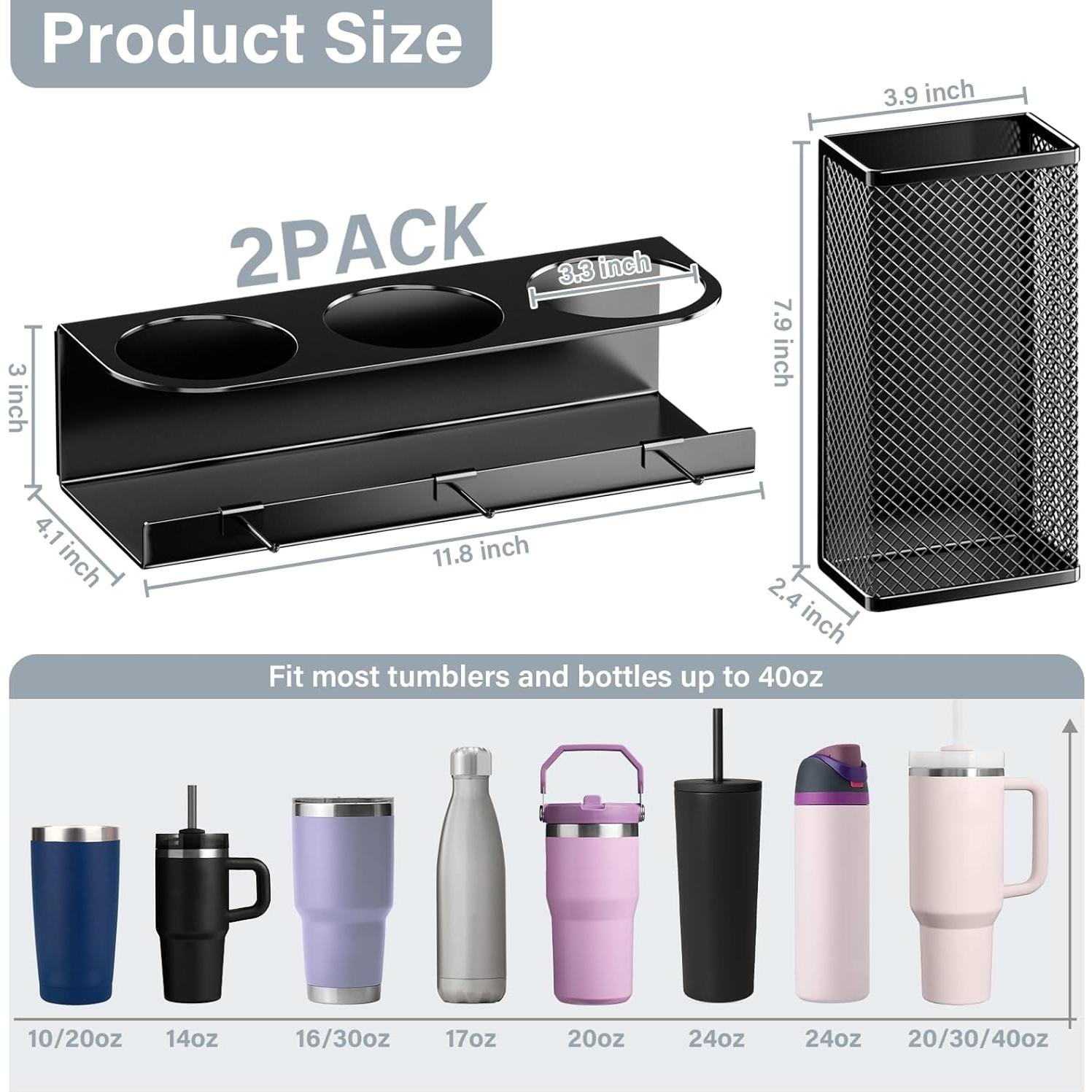 Soporte Magnético para Tazas Stanley 20/30/40oz - 2 Pzas Negro