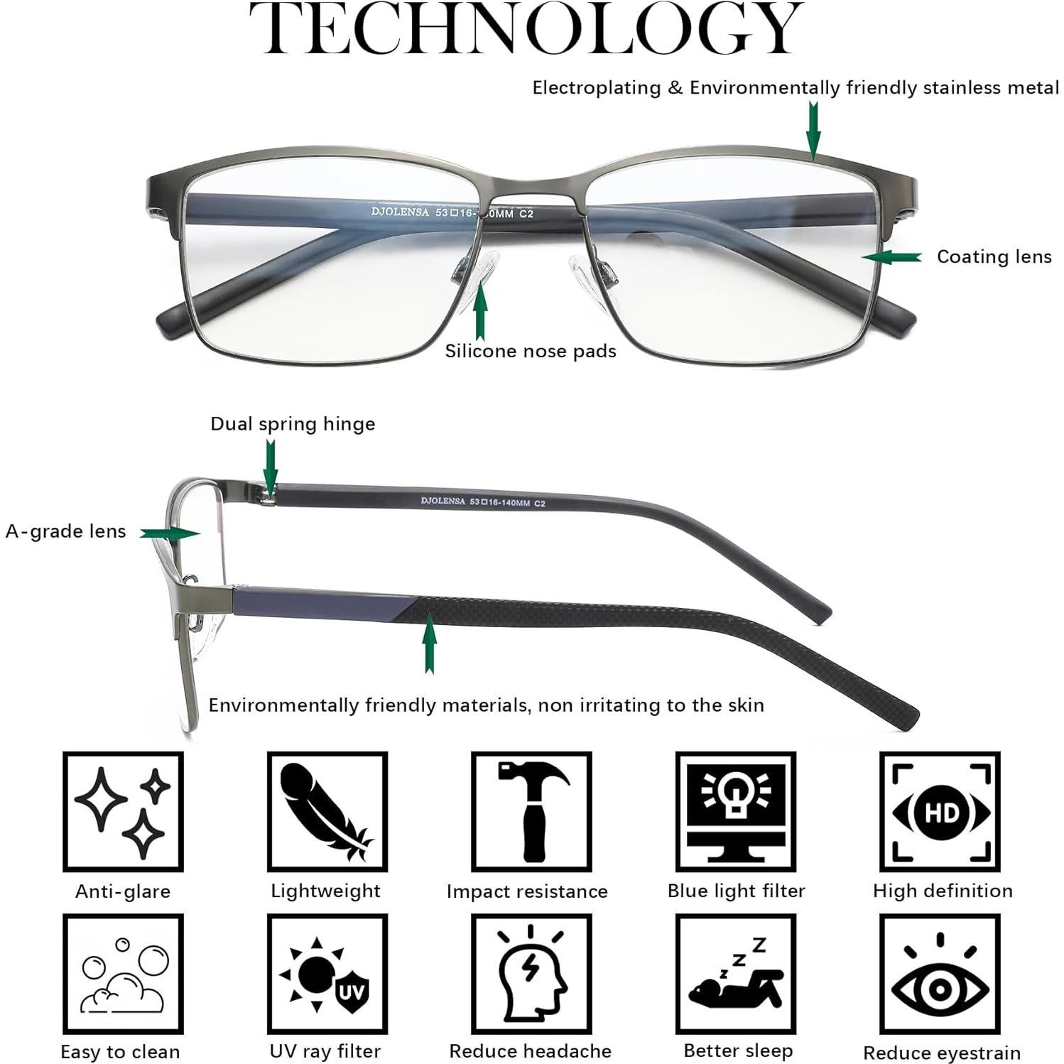 Paquete de 3 Gafas de Lectura MUYI 1.0 con Filtro Luz Azul