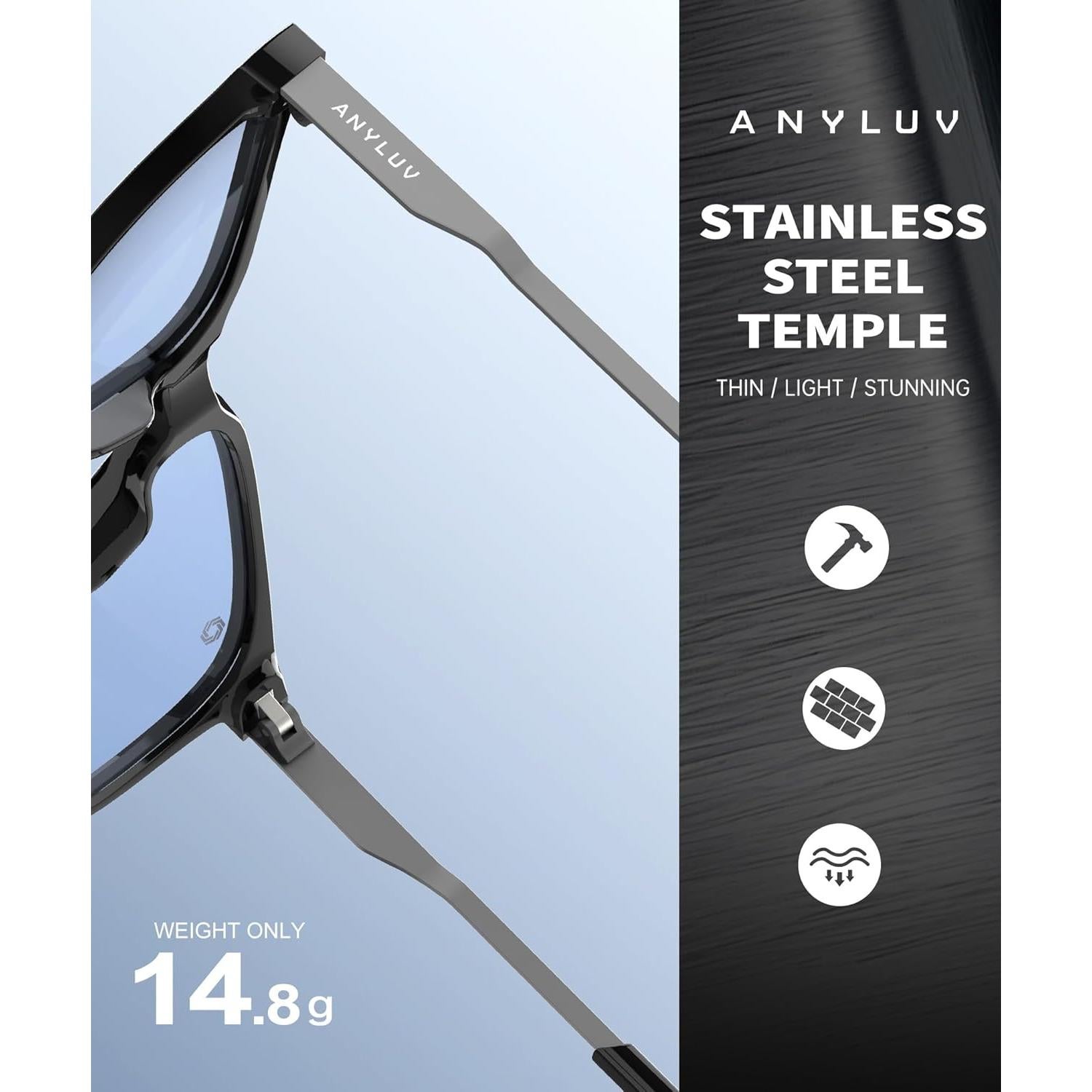 Gafas de luz azul ANYLUV para hombres - Modelo 114 - Anti-fatiga