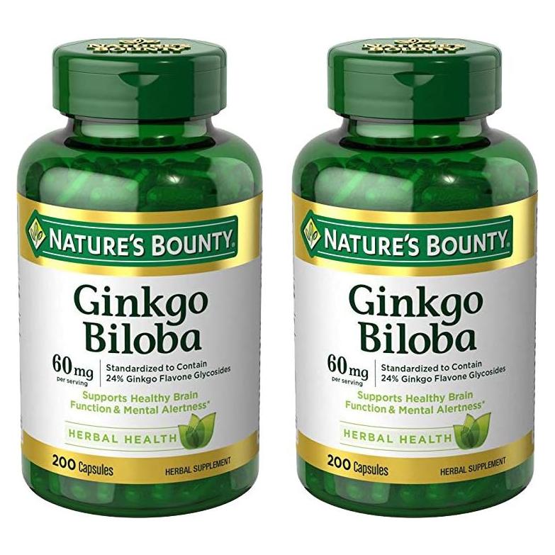 Cápsulas de Ginkgo Biloba Nature's Bounty 60mg 200 Conteo