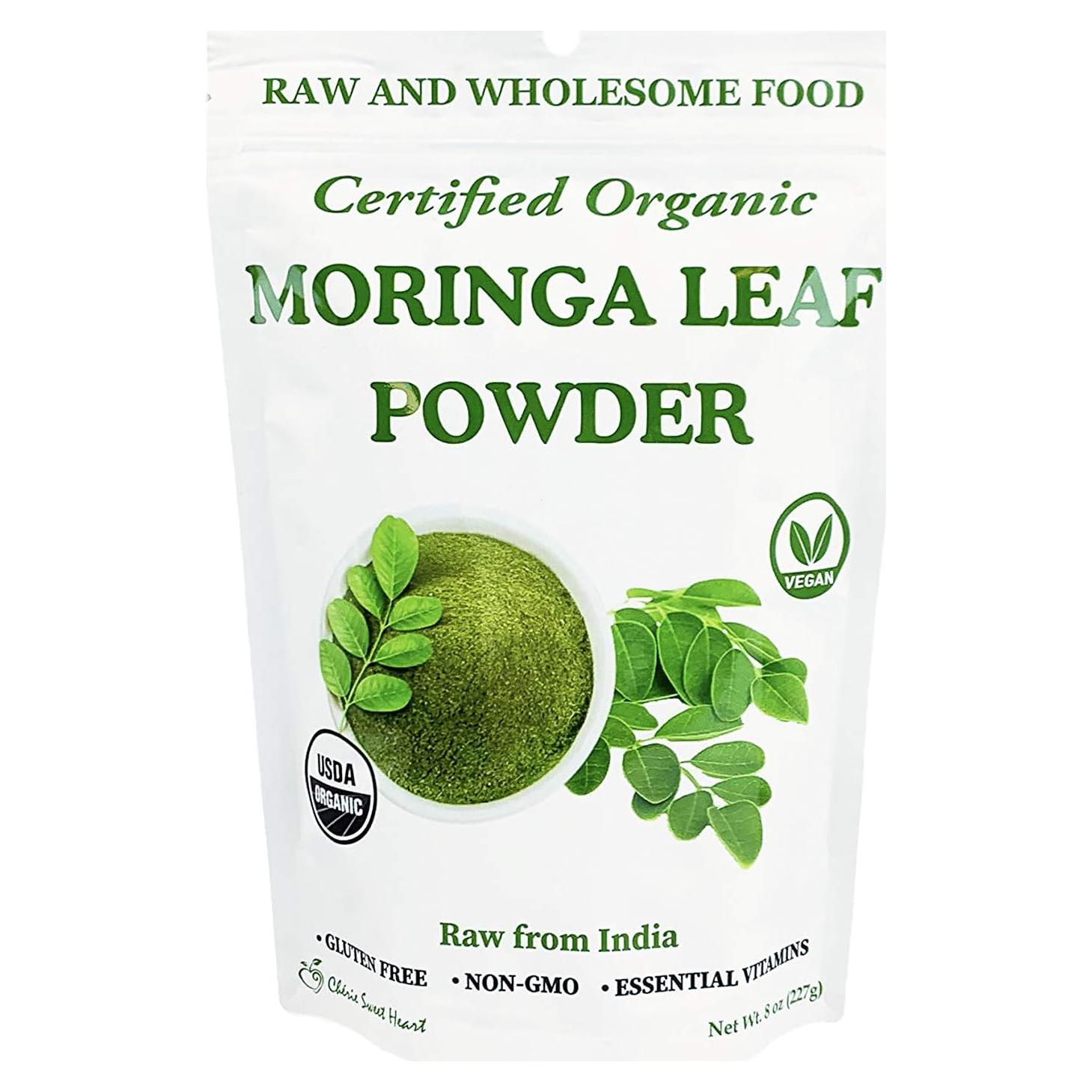 Polvo de hoja de moringa orgánica Cherie Sweet Heart 227 g