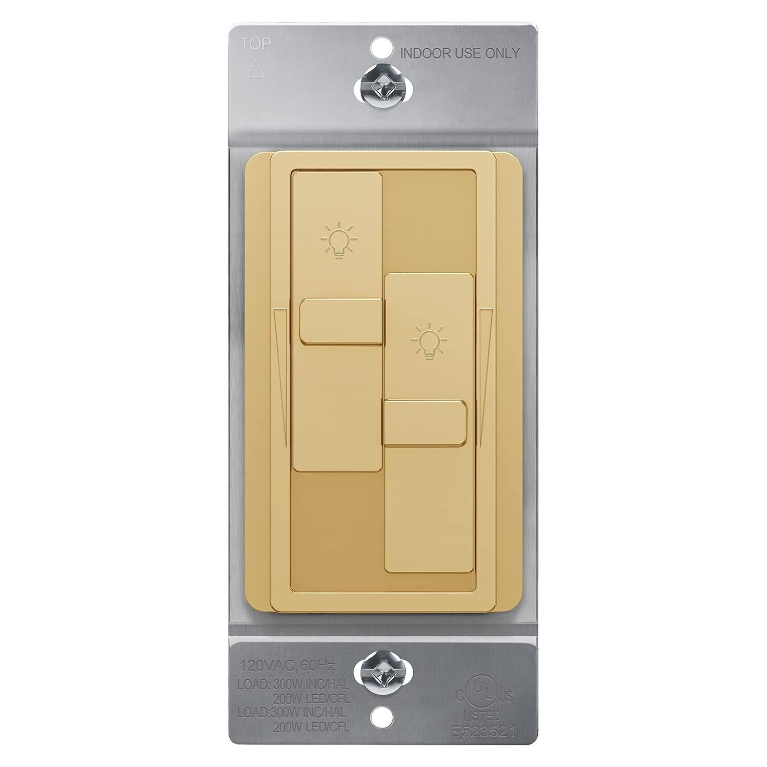 Interruptor Regulador de Luz Dual Kalide TOPGREENER Dorado 200W