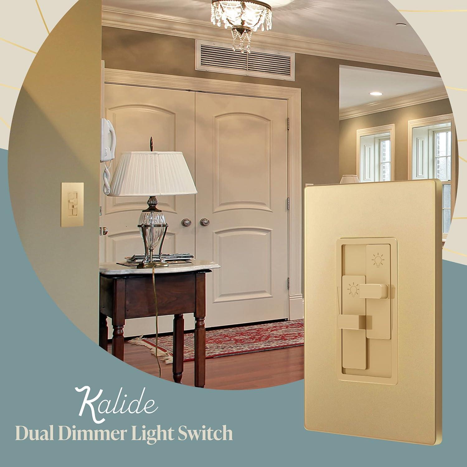 Interruptor Regulador de Luz Dual Kalide TOPGREENER Dorado 200W