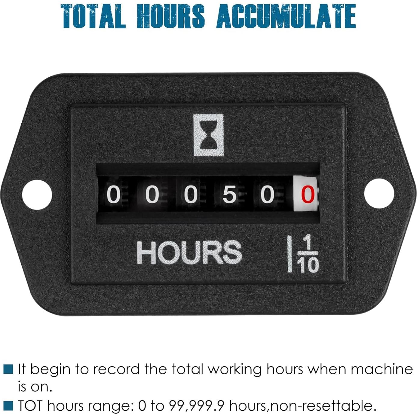 Contador Mecánico de Horas Runleader DC 6V a 80V IP65