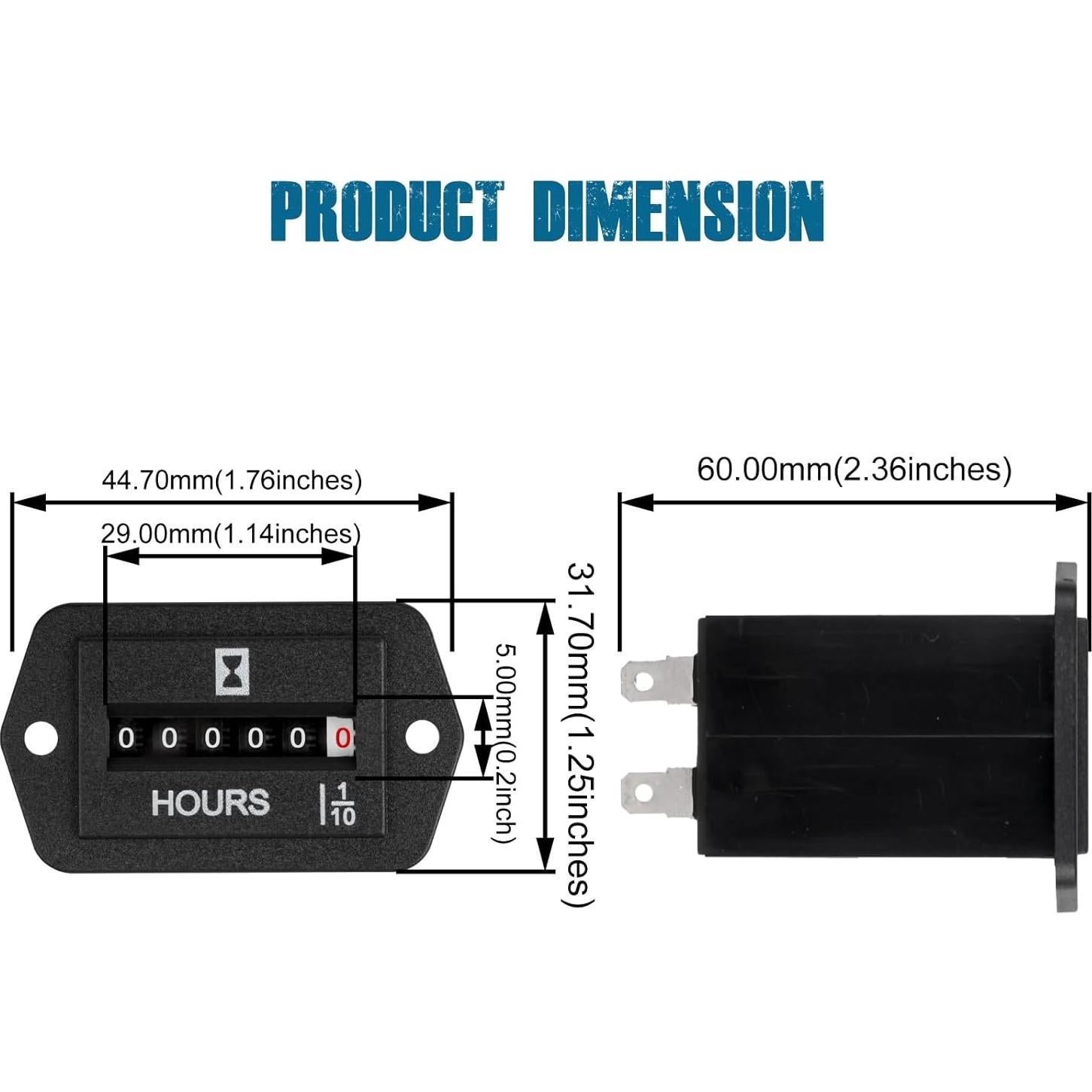 Contador Mecánico de Horas Runleader DC 6V a 80V IP65
