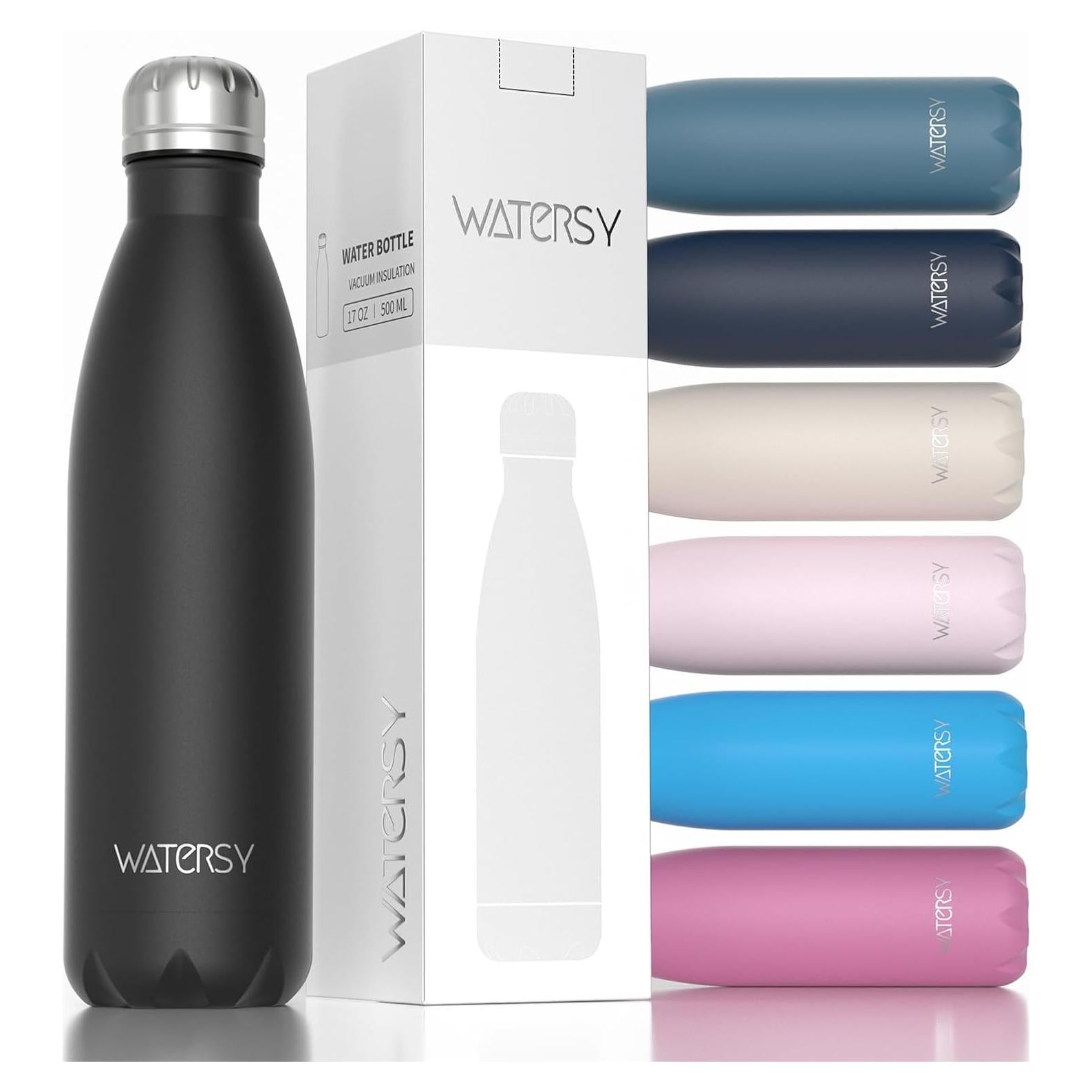 Botella de Agua Aislada WATERSY 500ml Acero Inoxidable Negra