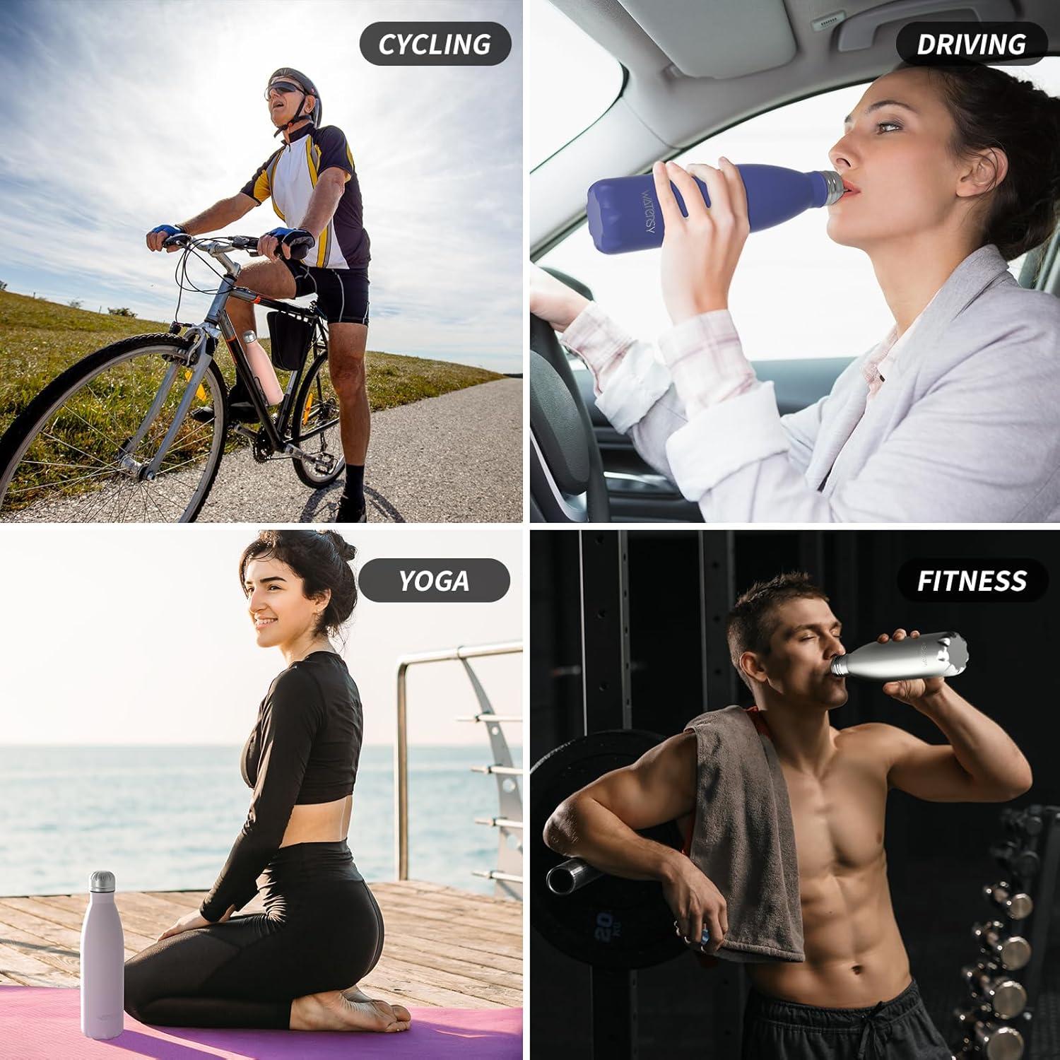 Botella de Agua Aislada WATERSY 500ml Acero Inoxidable Negra