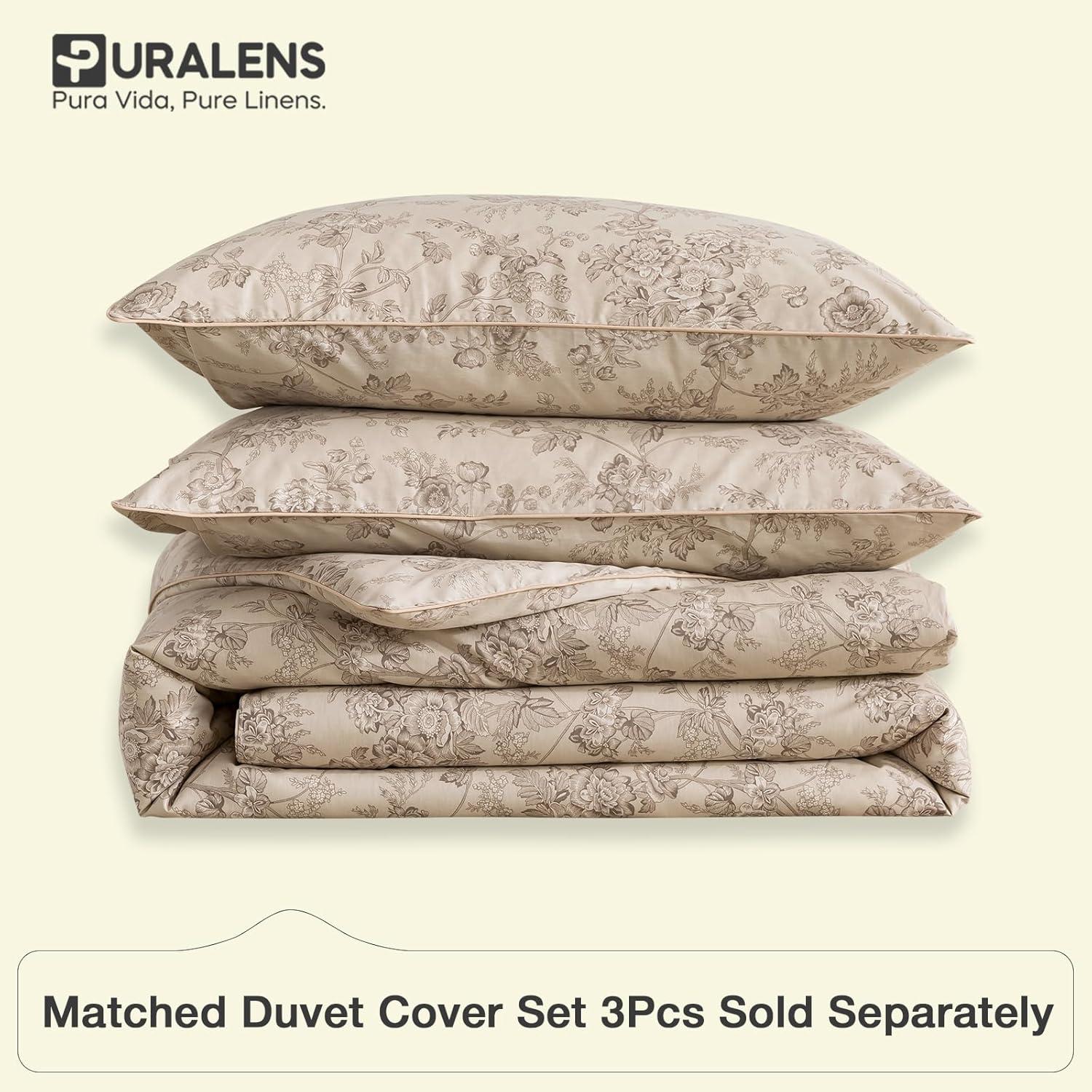 Juego de Sábanas Florales Beige Puralens Completo 100% Algodón