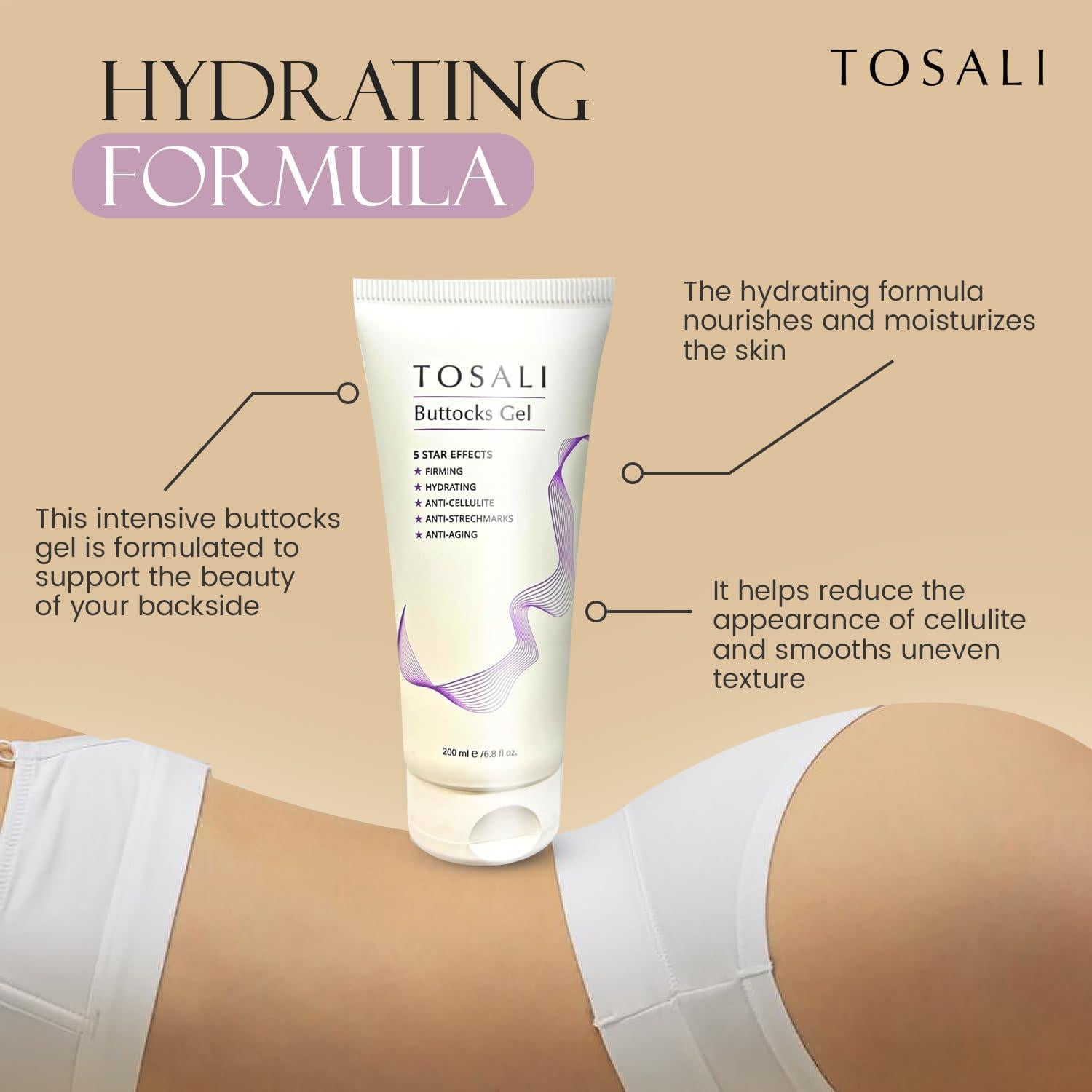 Gel Reafirmante de Glúteos Tosali 200 ml - Anticelulitis