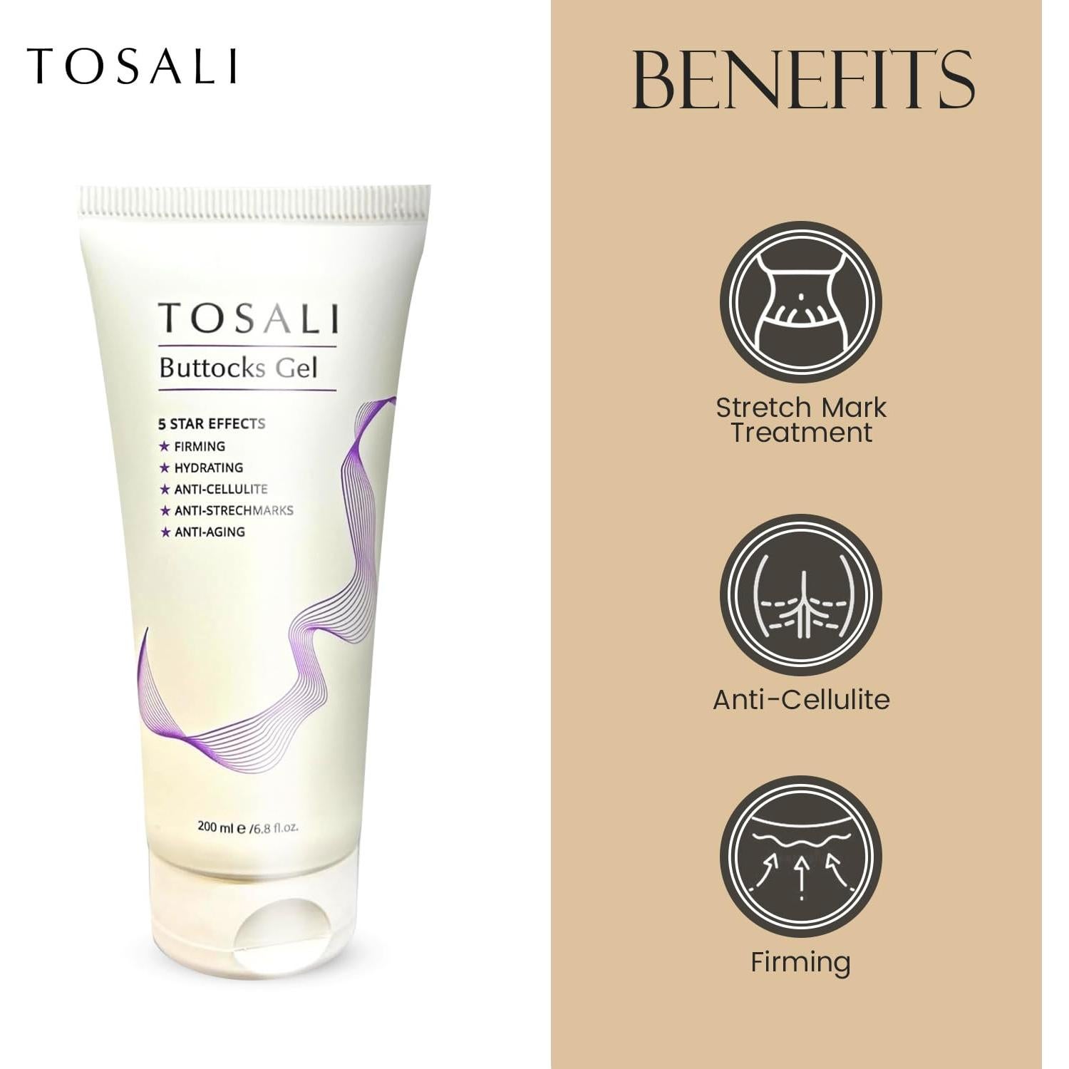 Gel Reafirmante de Glúteos Tosali 200 ml - Anticelulitis