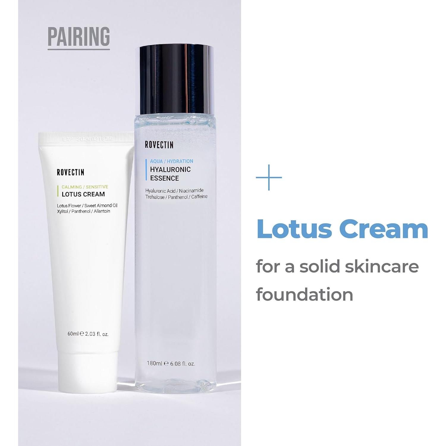 Paquete de 2 Crema Hidratante Loto y Esencia Ácido Hialurónico Rovectin