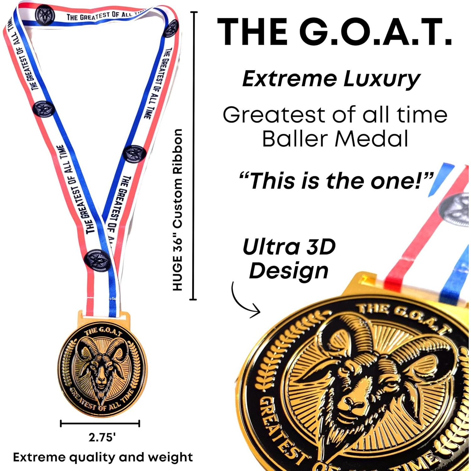 Medalla de Lujo We Da Goat 6.99 cm Doble Cara Premio Deportivo