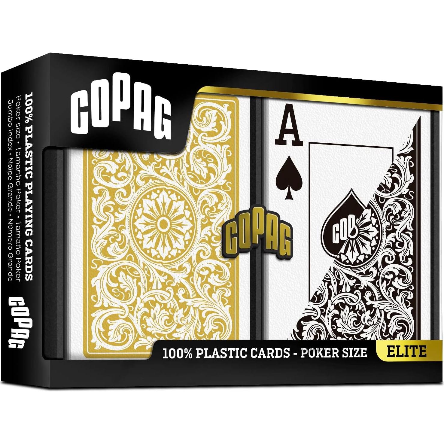Cartas de Juego Copag 1546 100% Plástico Póker Jumbo Negro/Dorado