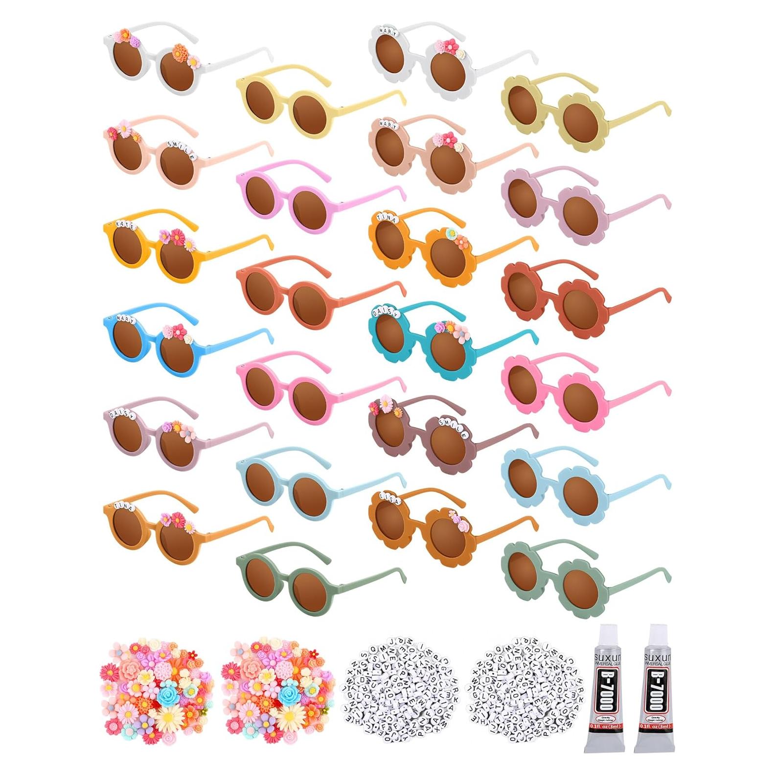 Kanayu Kit de Gafas de Sol DIY para Niños 24 Piezas Colores Brillantes