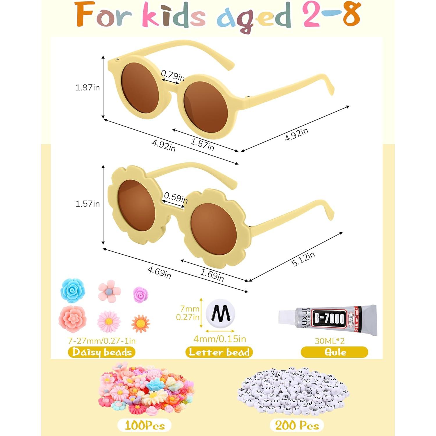 Kanayu Kit de Gafas de Sol DIY para Niños 24 Piezas Colores Brillantes