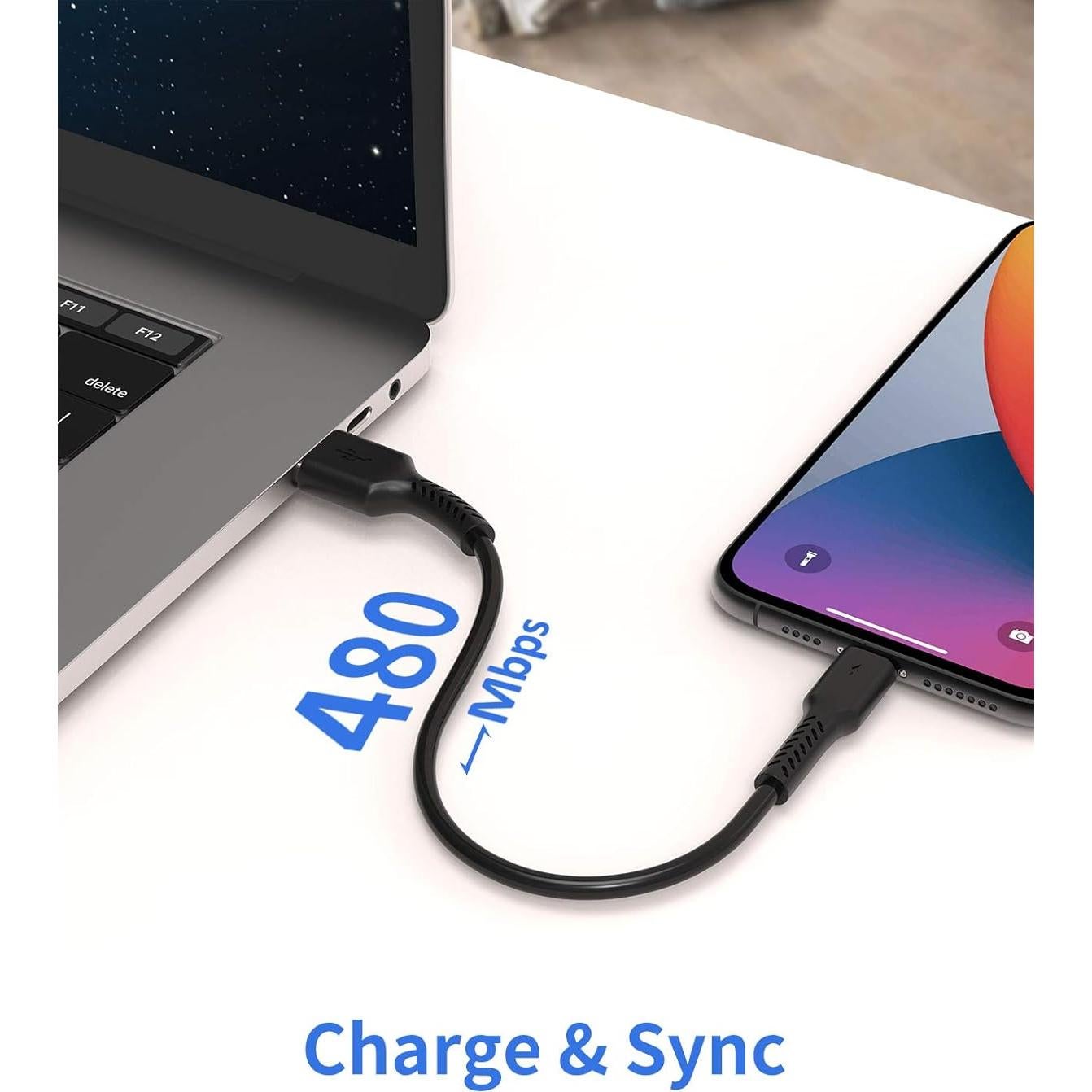 Cable USB a Lightning 15 cm ULIFTUS 5Pack Carga Rápida