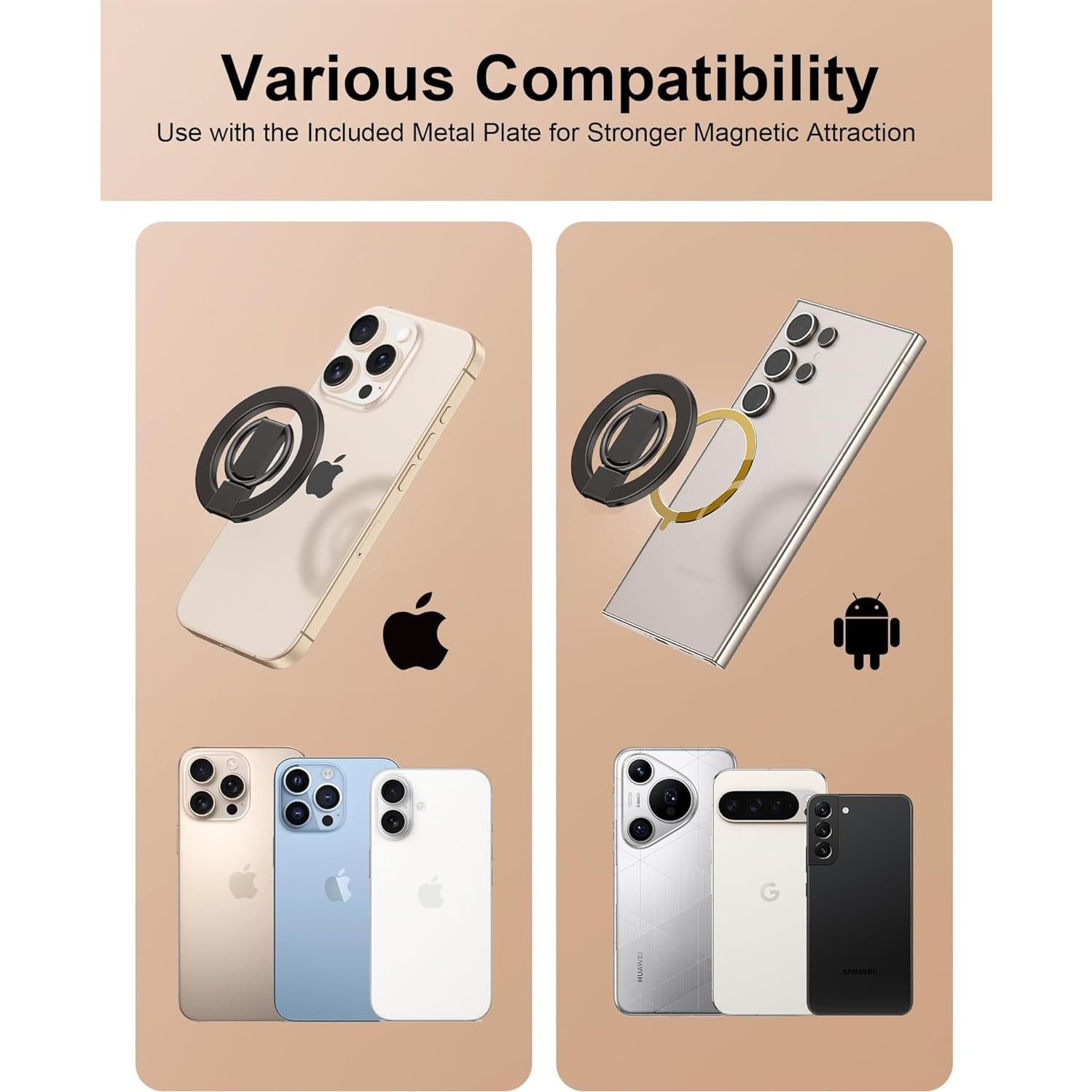 Soporte de Anillo Magnético AILKIN para iPhone 17 Pro Max - Gris