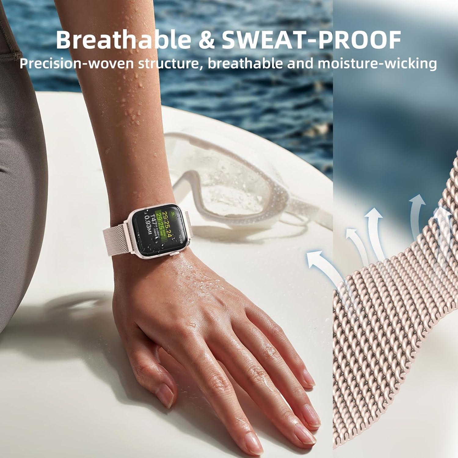 Correa de Malla de Acero Inoxidable OULUOQI para Apple Watch 38-49mm