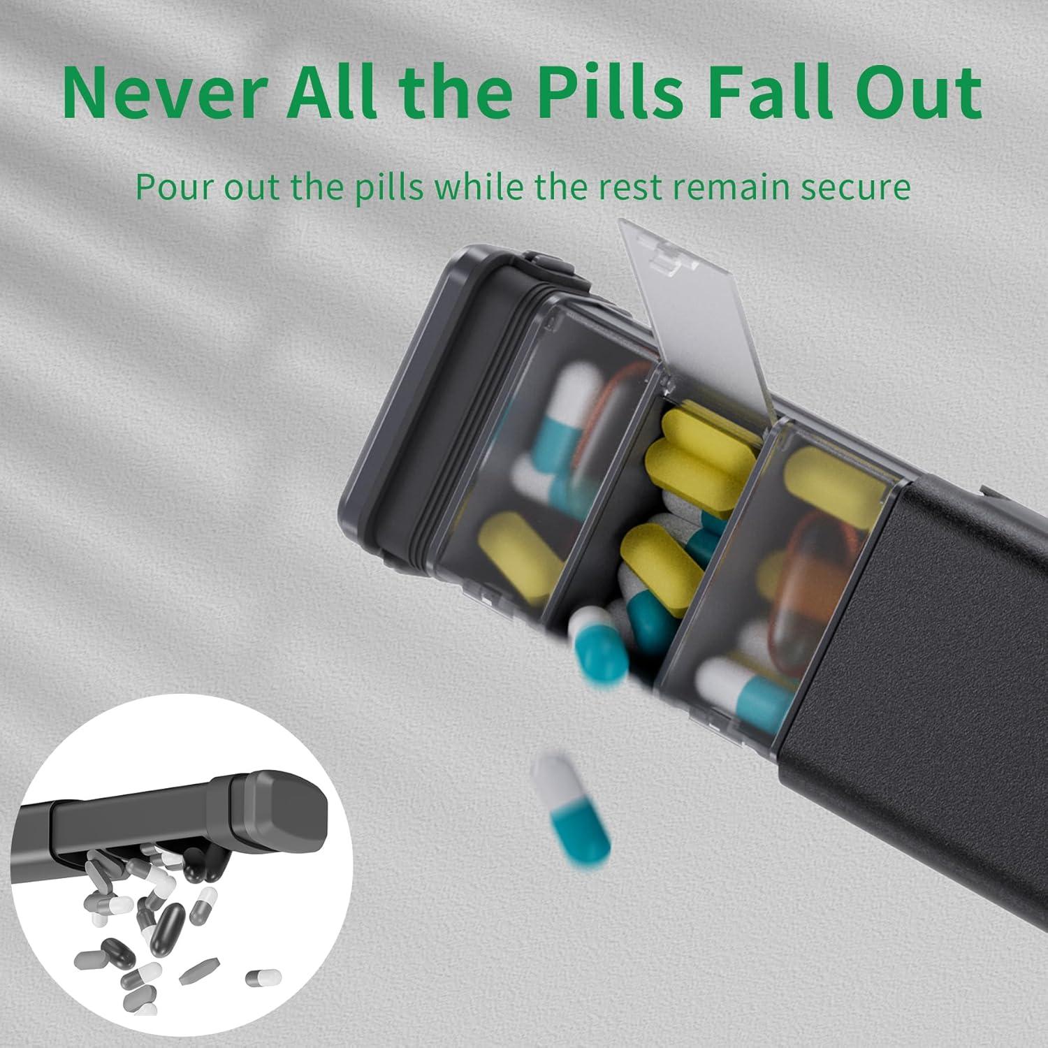 Organizador de Pastillas Semanal Kursoaya Aluminio Negro 7 Días