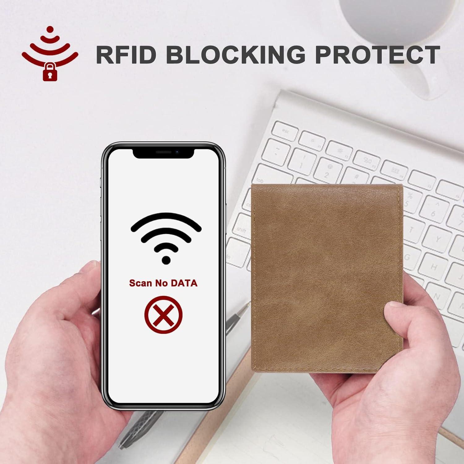 Billetera Slim Chelmon para Hombres con Bloqueo RFID - Marrón