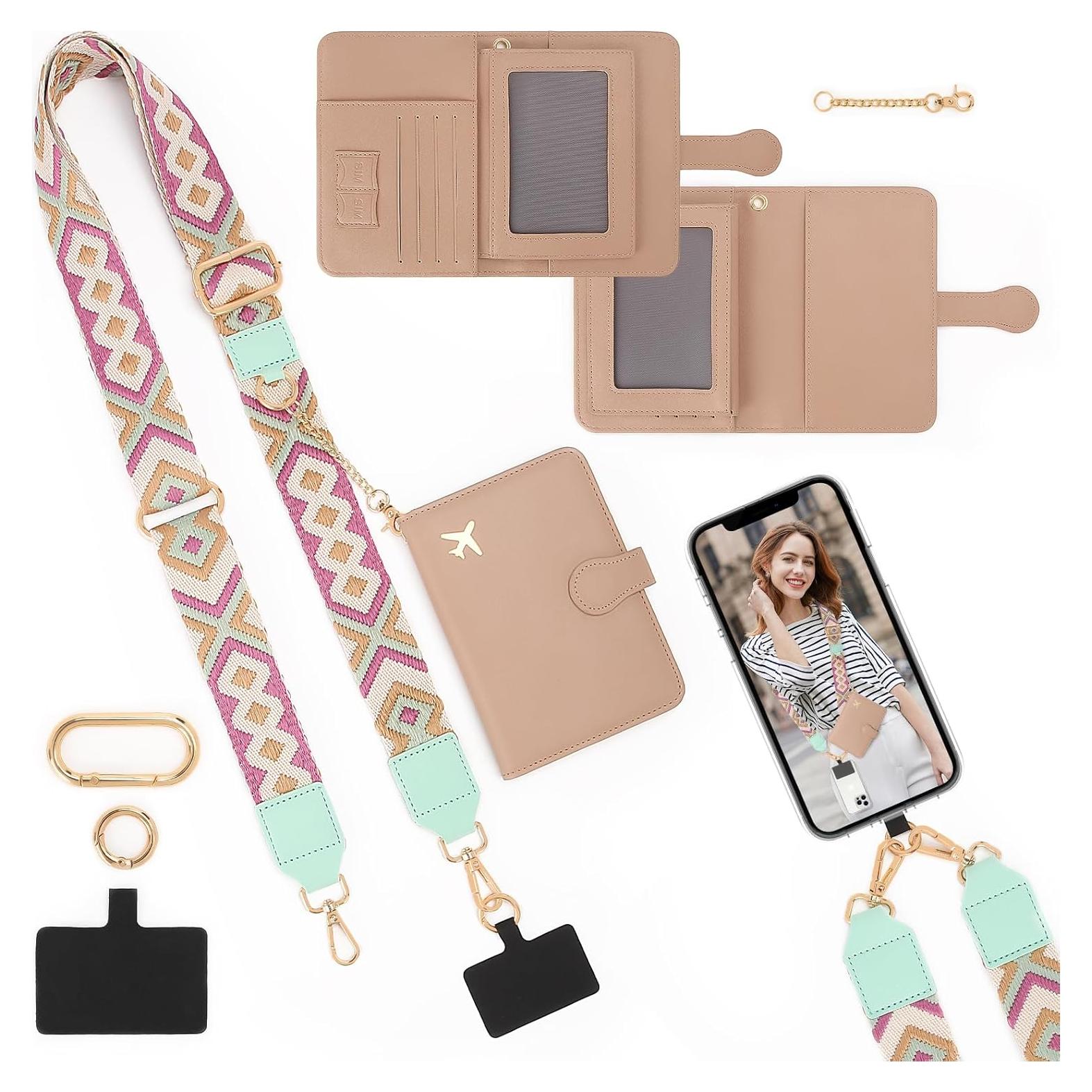 Portafolios de Pasaporte ZOPPEN Beige con Correa Cruzada