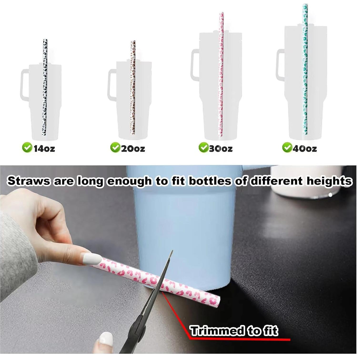 Pajitas Reutilizables de Leopardo 30cm - 4 Paquete Miyinla