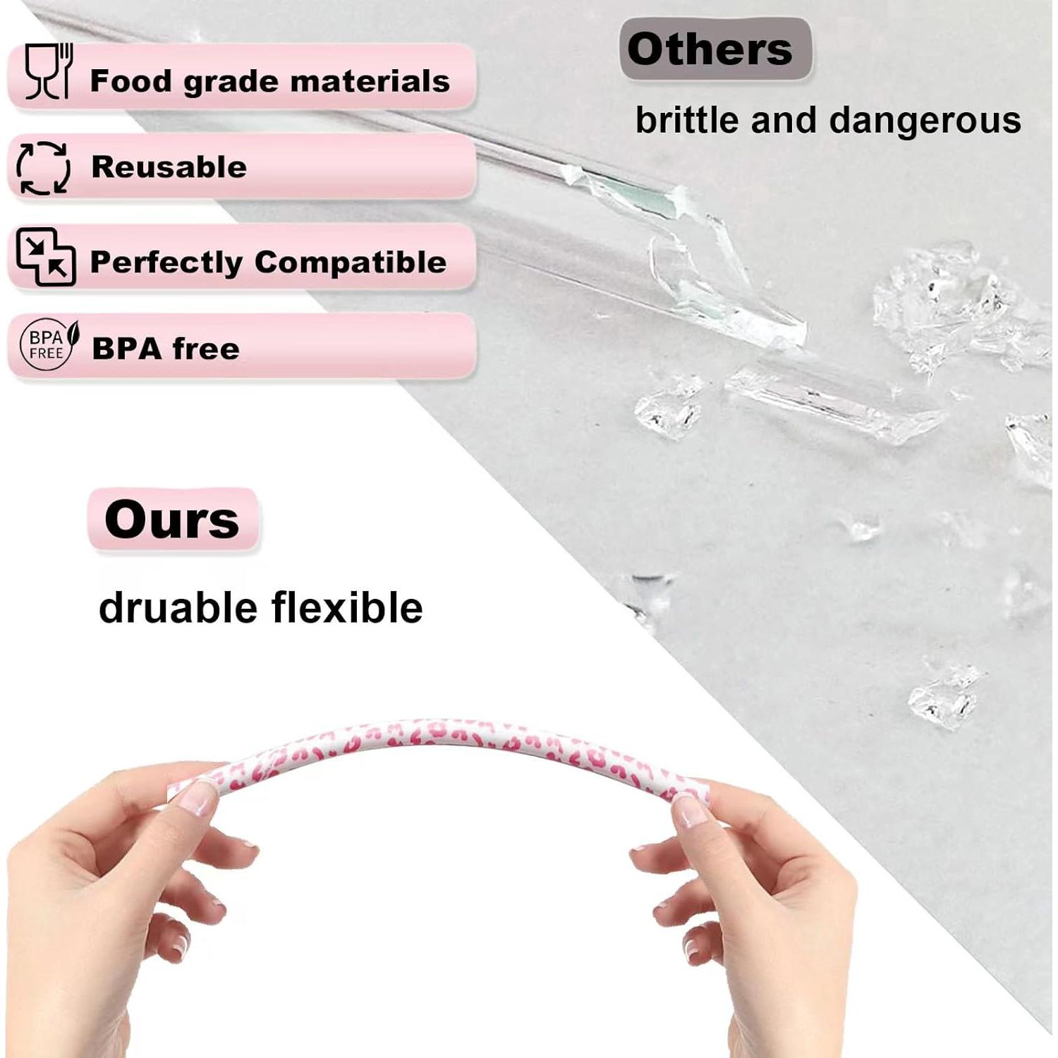 Pajitas Reutilizables de Leopardo 30cm - 4 Paquete Miyinla