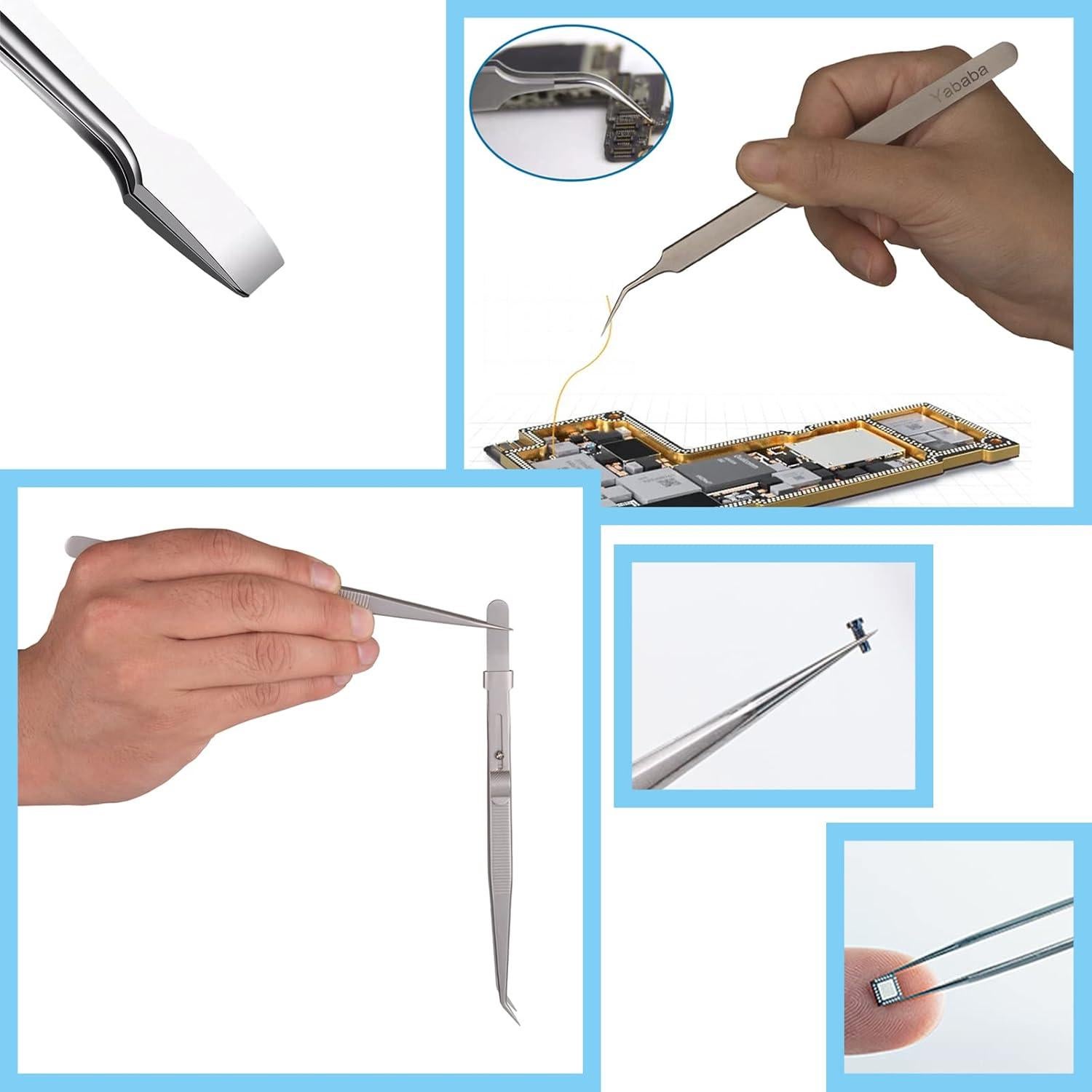 Set de 5 Pinzas de Precisión Yababa de Acero Inoxidable