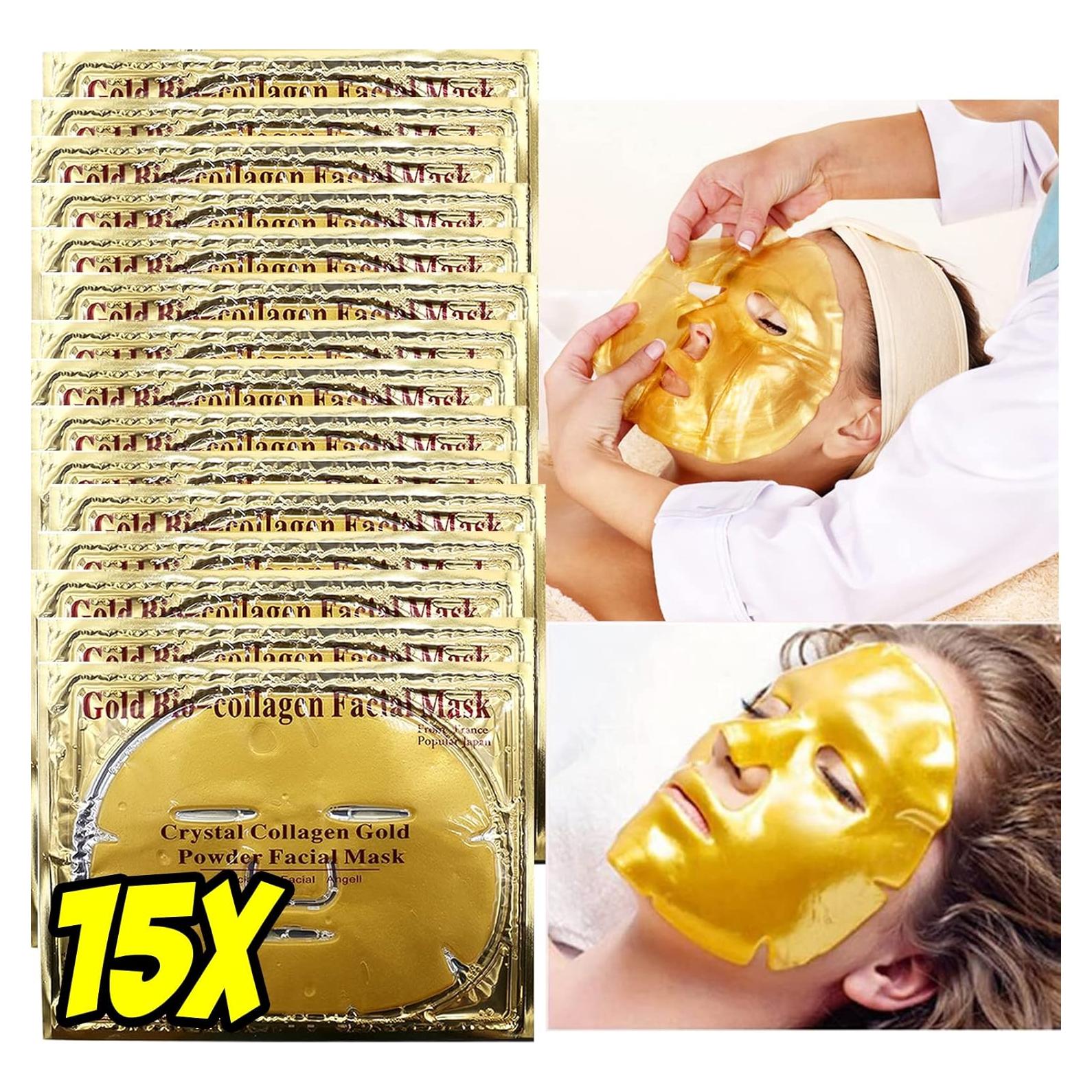 Mascarilla Facial de Colágeno Oro 24K Nielies 15 PCS Hidratante