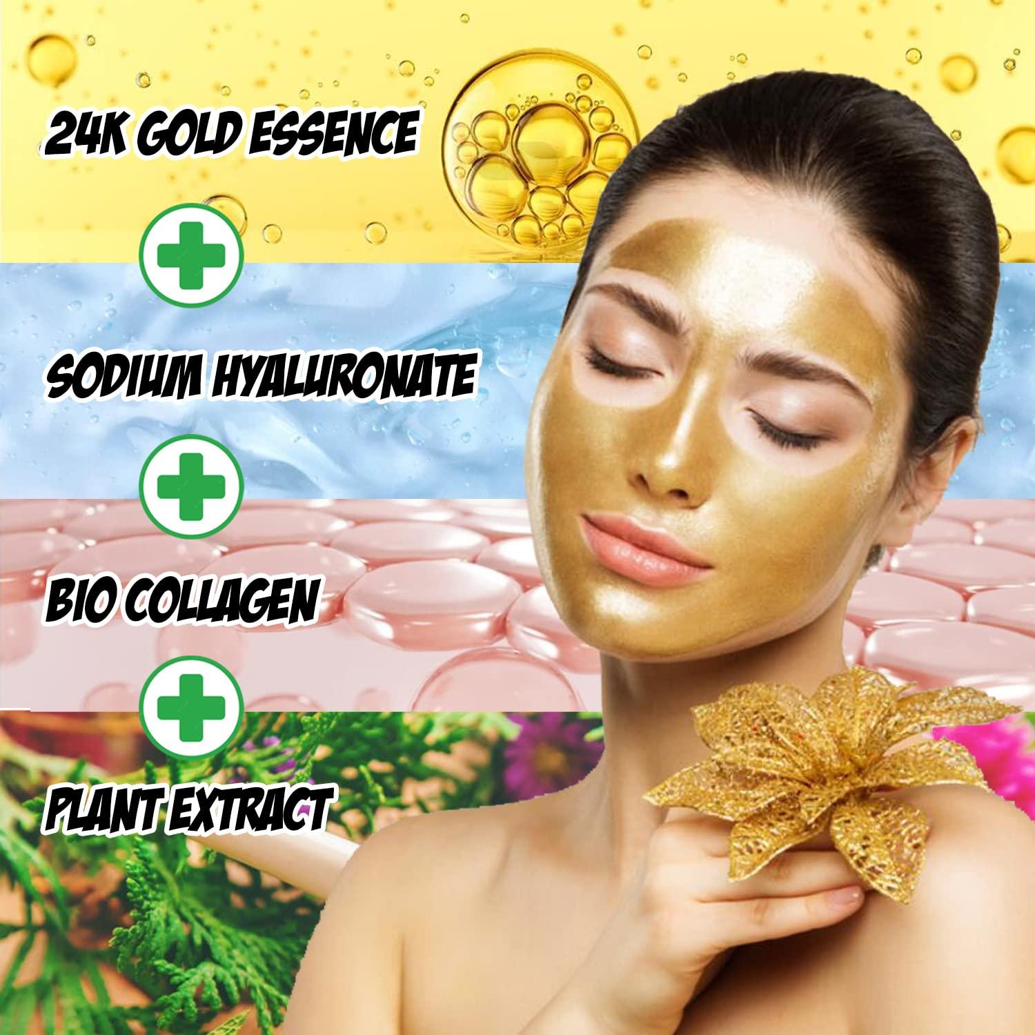 Mascarilla Facial de Colágeno Oro 24K Nielies 15 PCS Hidratante