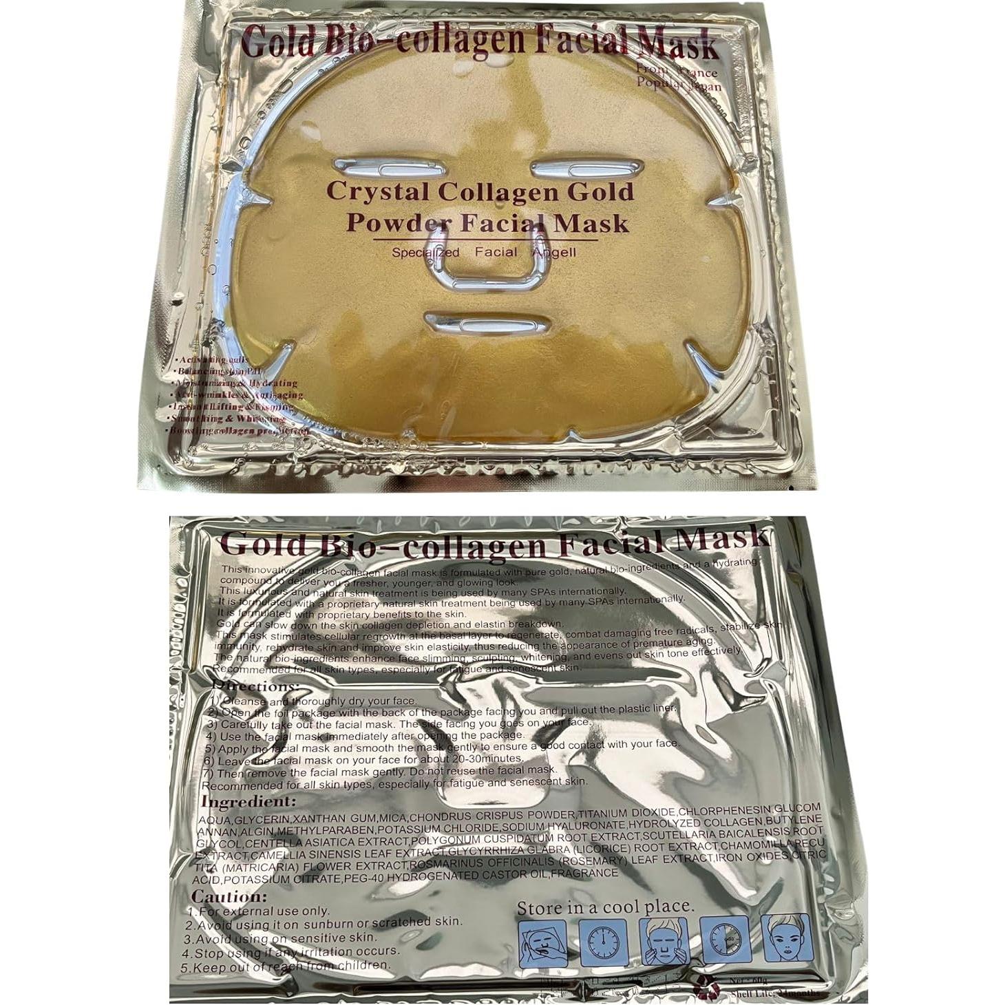 Mascarilla Facial de Colágeno Oro 24K Nielies 15 PCS Hidratante