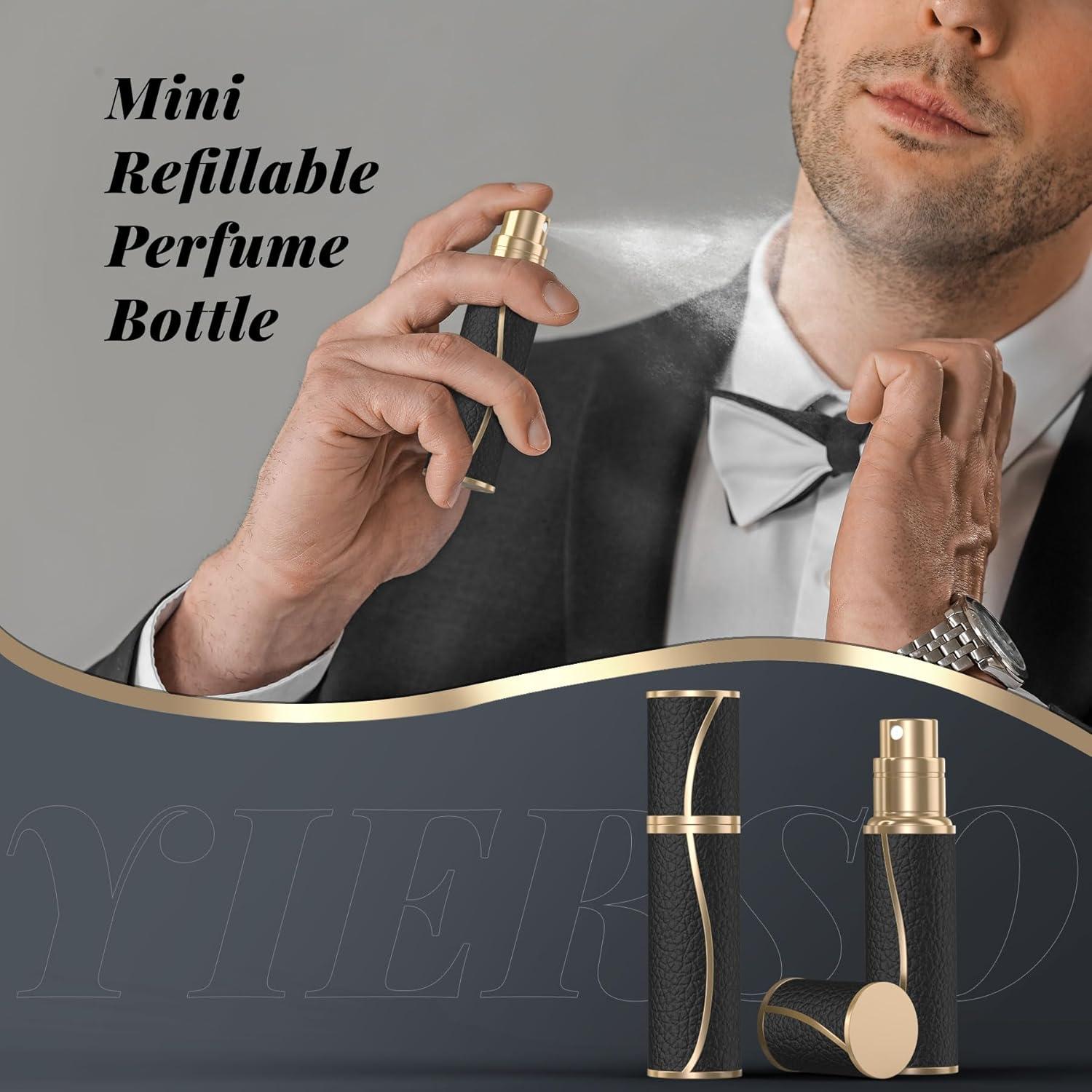 Atomizador de Perfume Rellenable YIERSO 10ml Cuero Negro