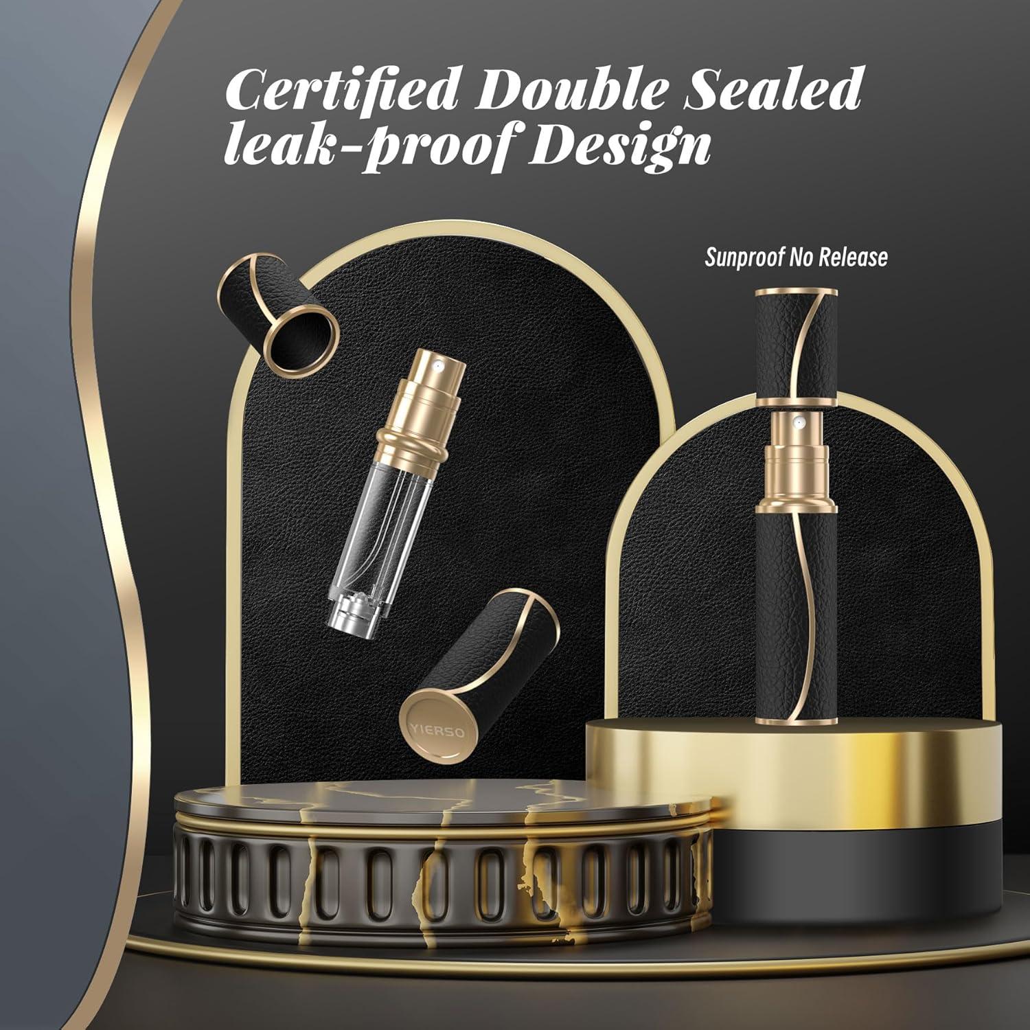 Atomizador de Perfume Rellenable YIERSO 10ml Cuero Negro