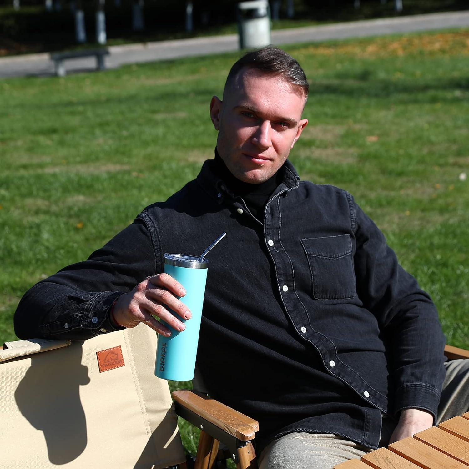 Vaso Térmico Reutilizable BJPKPK 20 oz Acero Inoxidable Negro