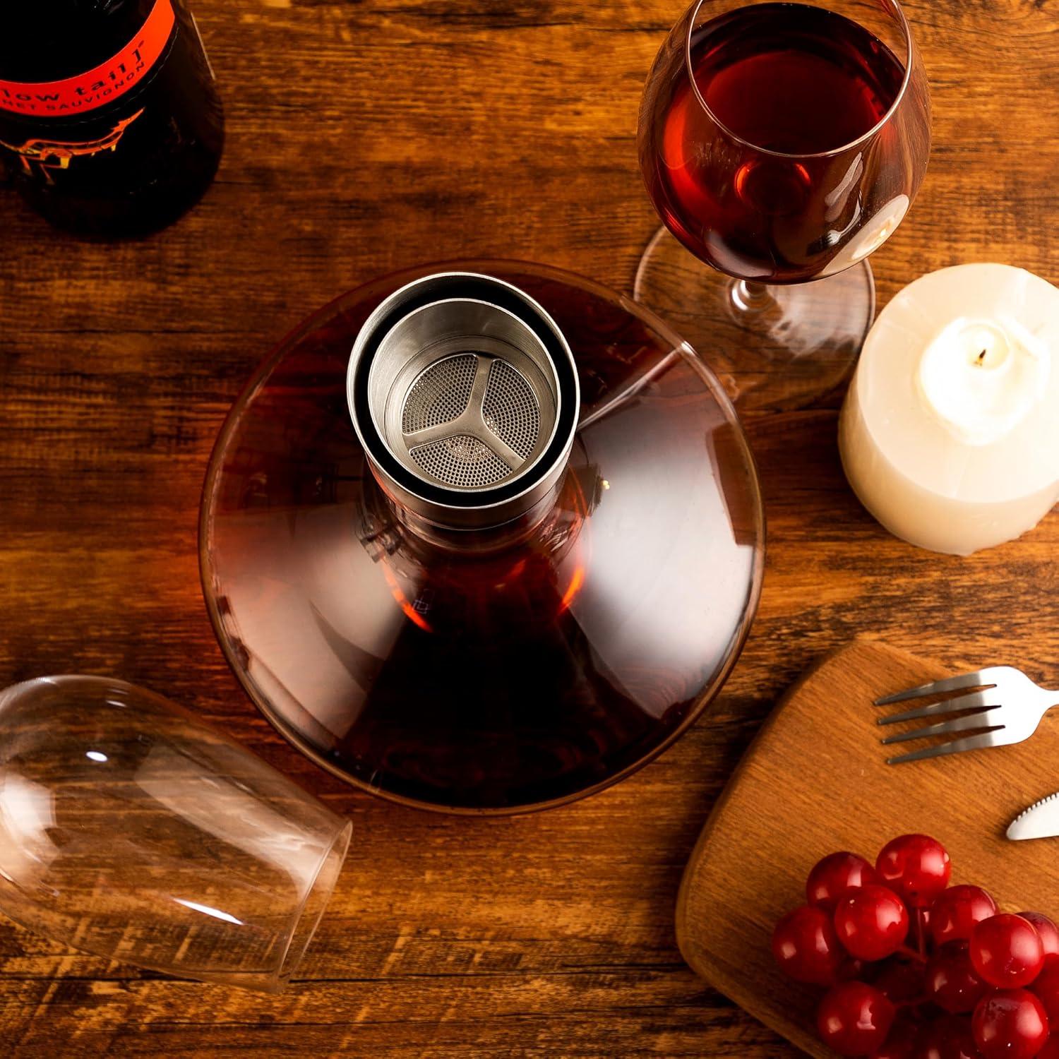 Decantador de Vino VnoPerito 1200ml con Aerador y Filtro