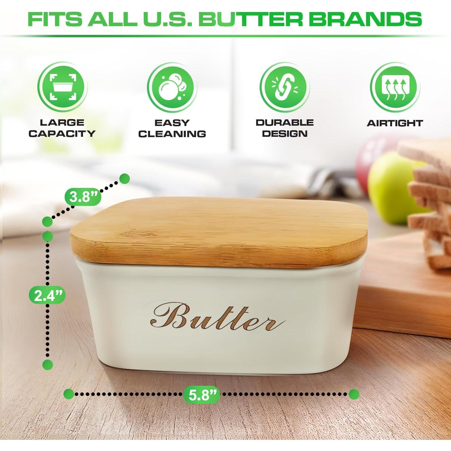 Plato de Mantequilla Plexon Off-white con Tapa de Bambú