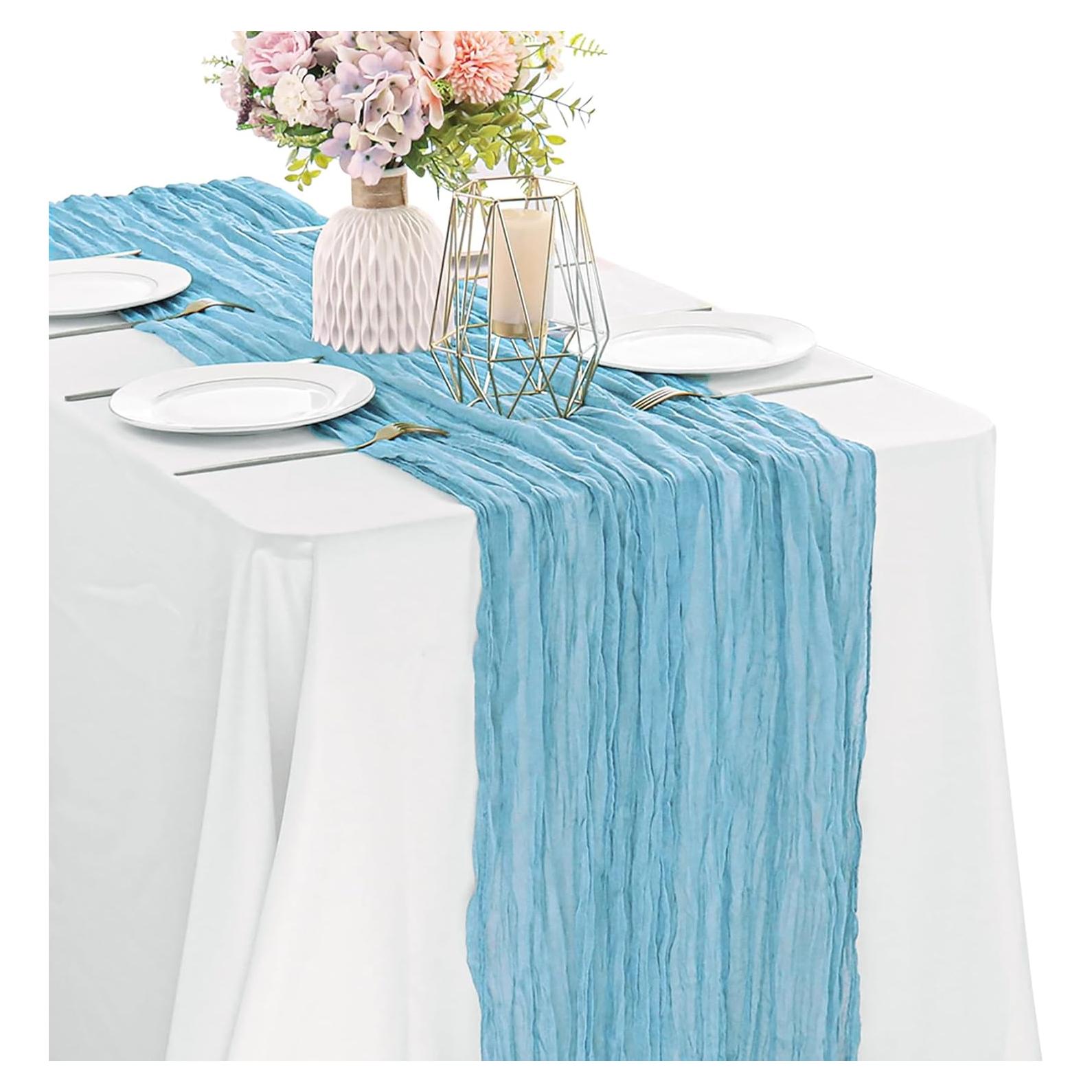 Corredor de Mesa de Gasa Azul Bebé 89x305cm JALANCY